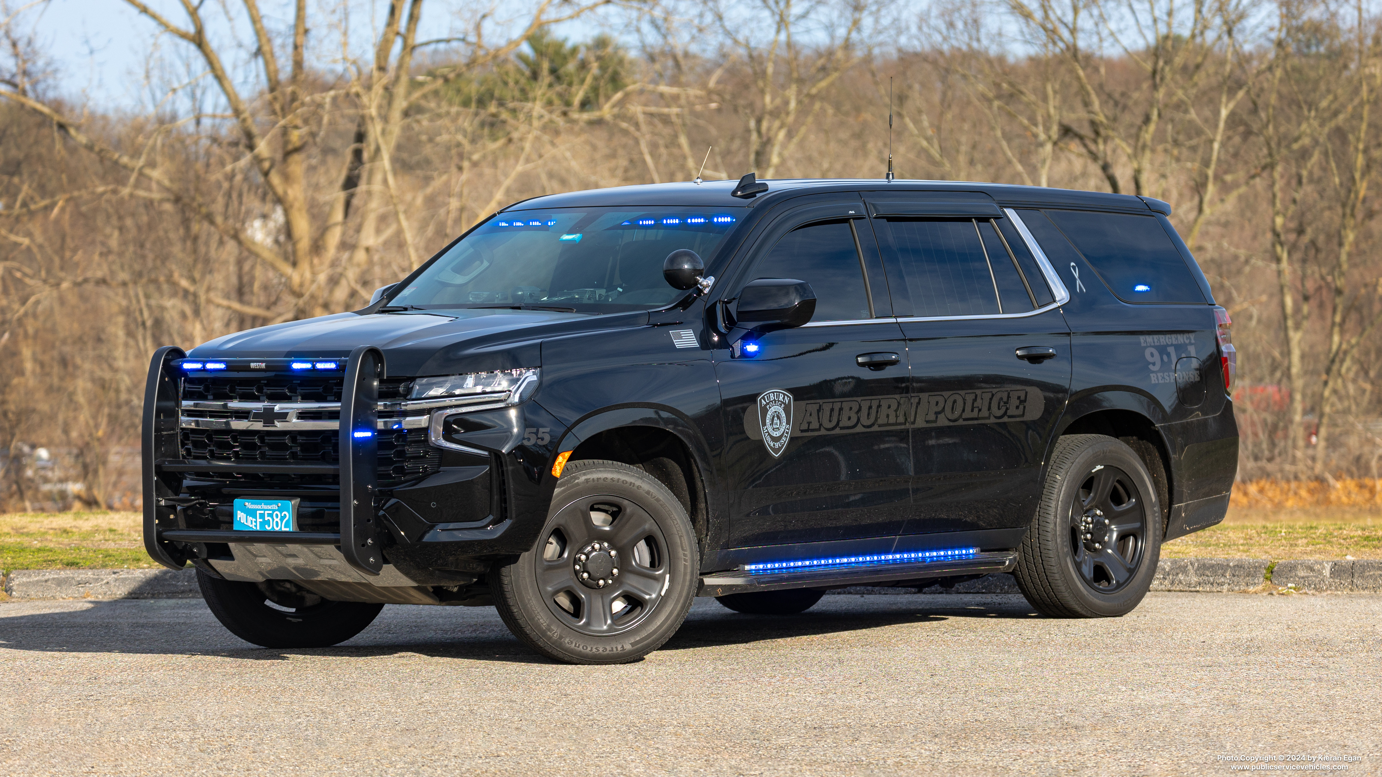 A photo  of Auburn Police
            Car 55, a 2023 Chevrolet Tahoe             taken by Kieran Egan