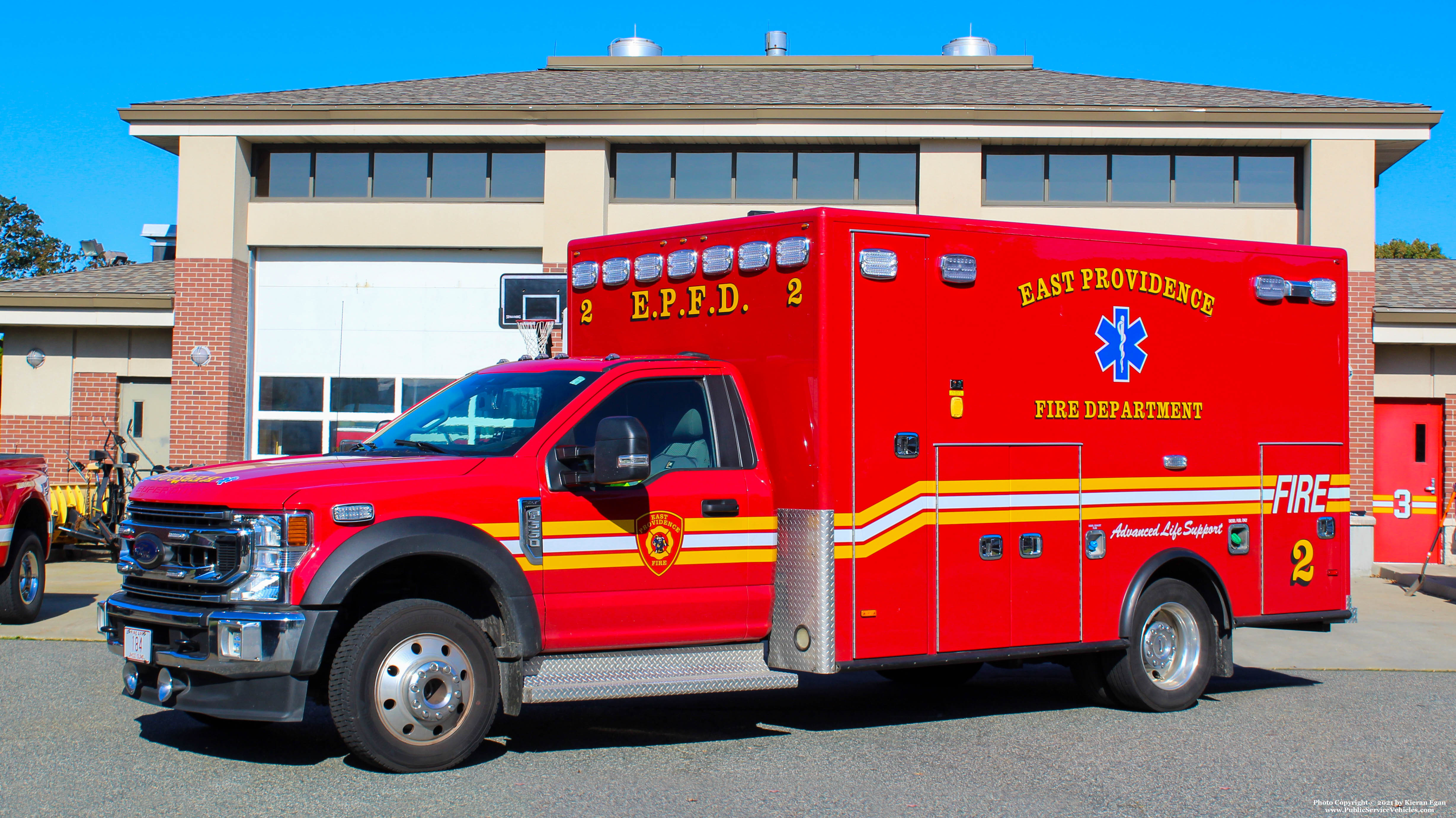 A photo  of East Providence Fire
            Rescue 2, a 2020 Ford F-550/PL Custom             taken by Kieran Egan