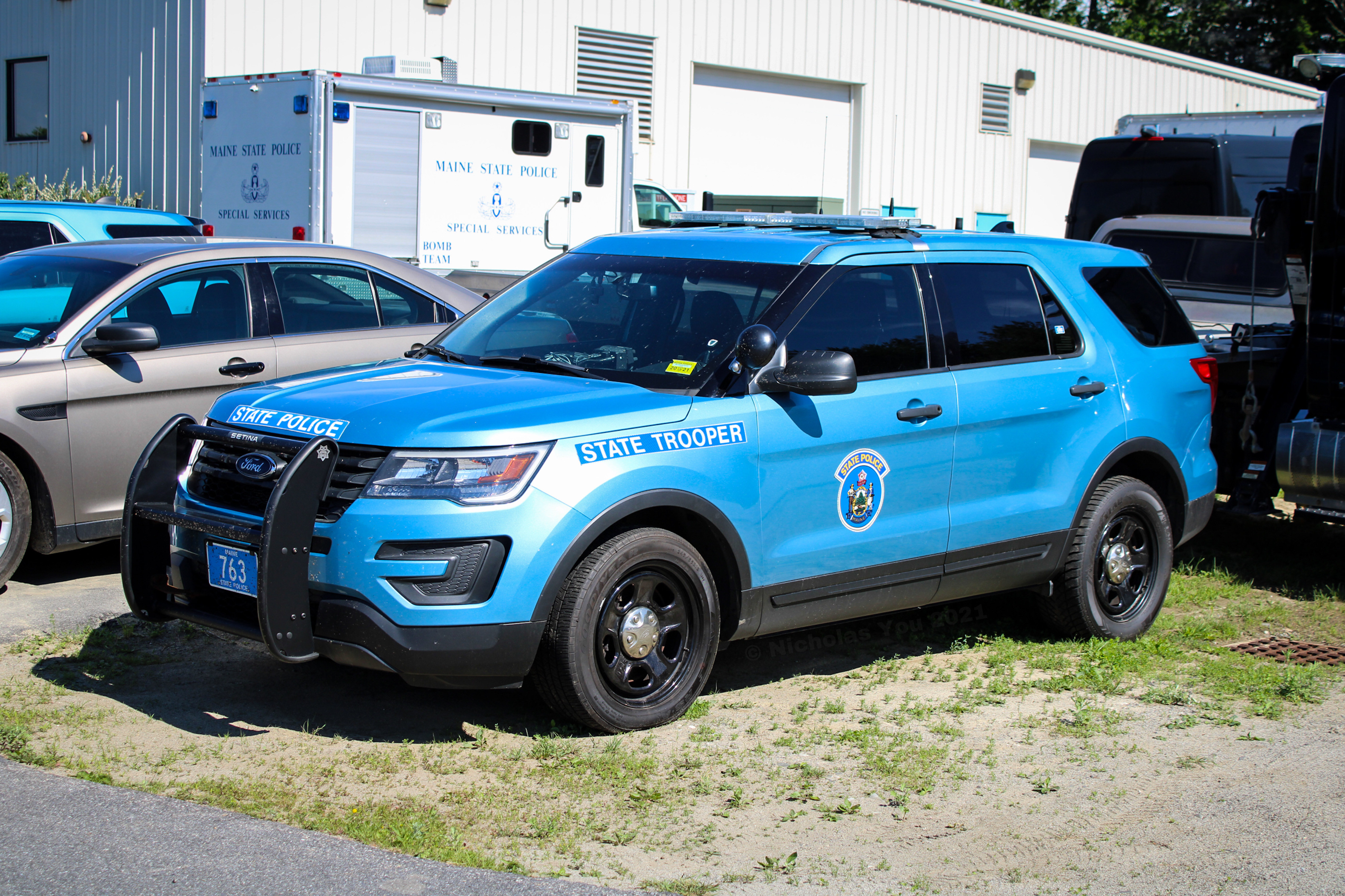 A photo  of Maine State Police
            Cruiser 763, a 2016-2019 Ford Police Interceptor Utility             taken by Nicholas You