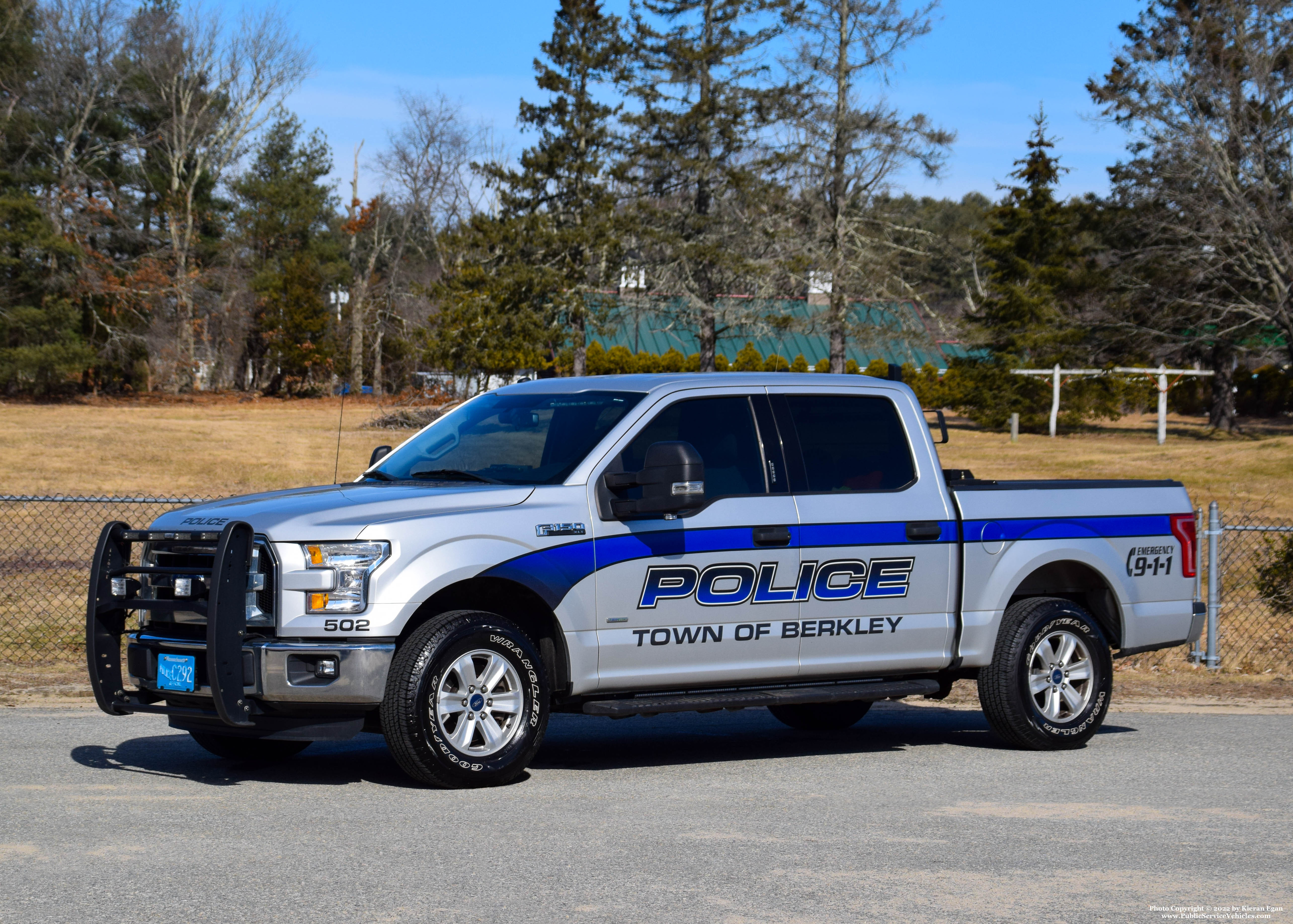 A photo  of Berkley Police
            Cruiser 502, a 2016 Ford F-150 XLT Crew Cab             taken by Kieran Egan