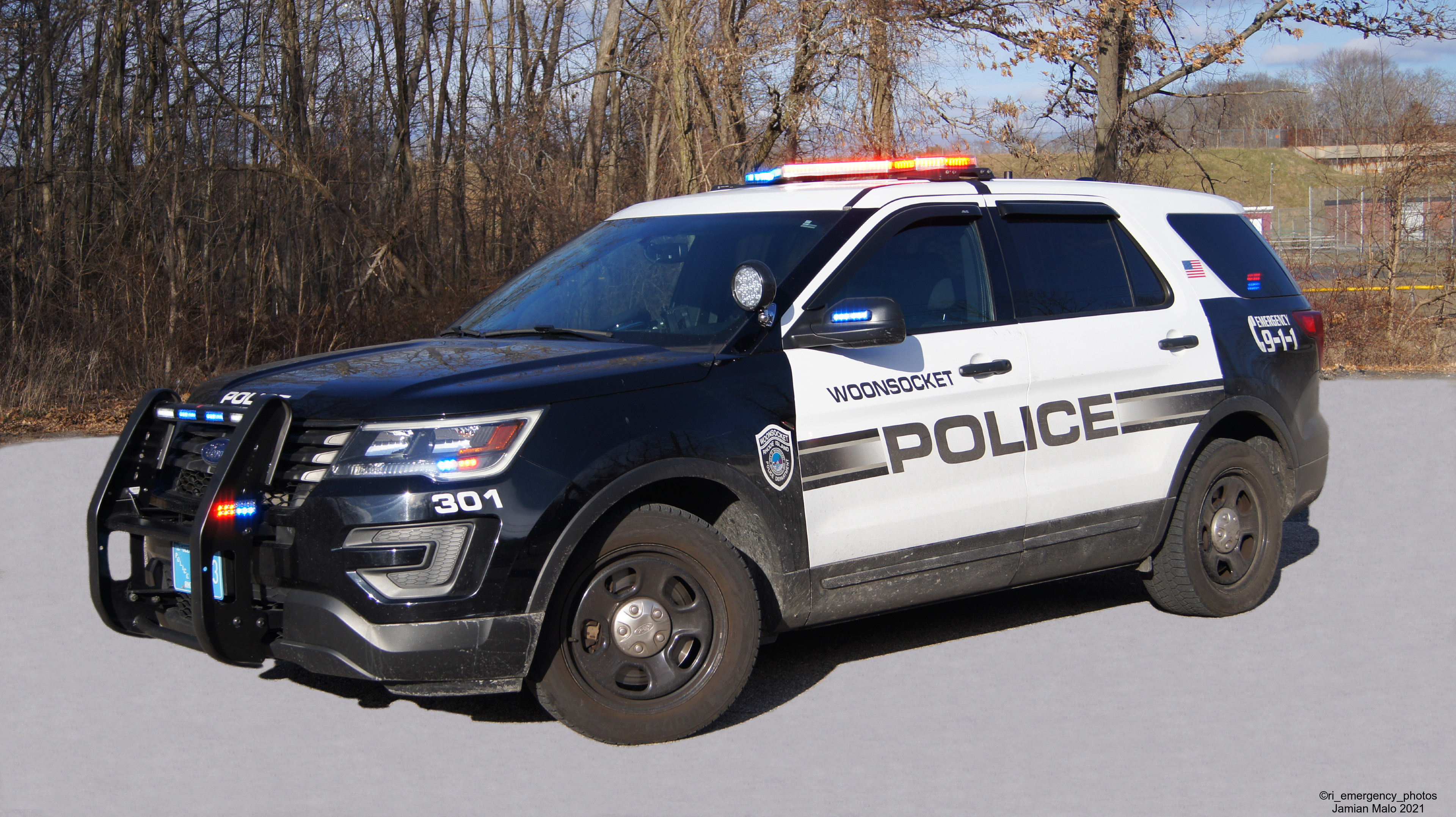 A photo  of Woonsocket Police
            Cruiser 301, a 2017 Ford Police Interceptor Utility             taken by Jamian Malo