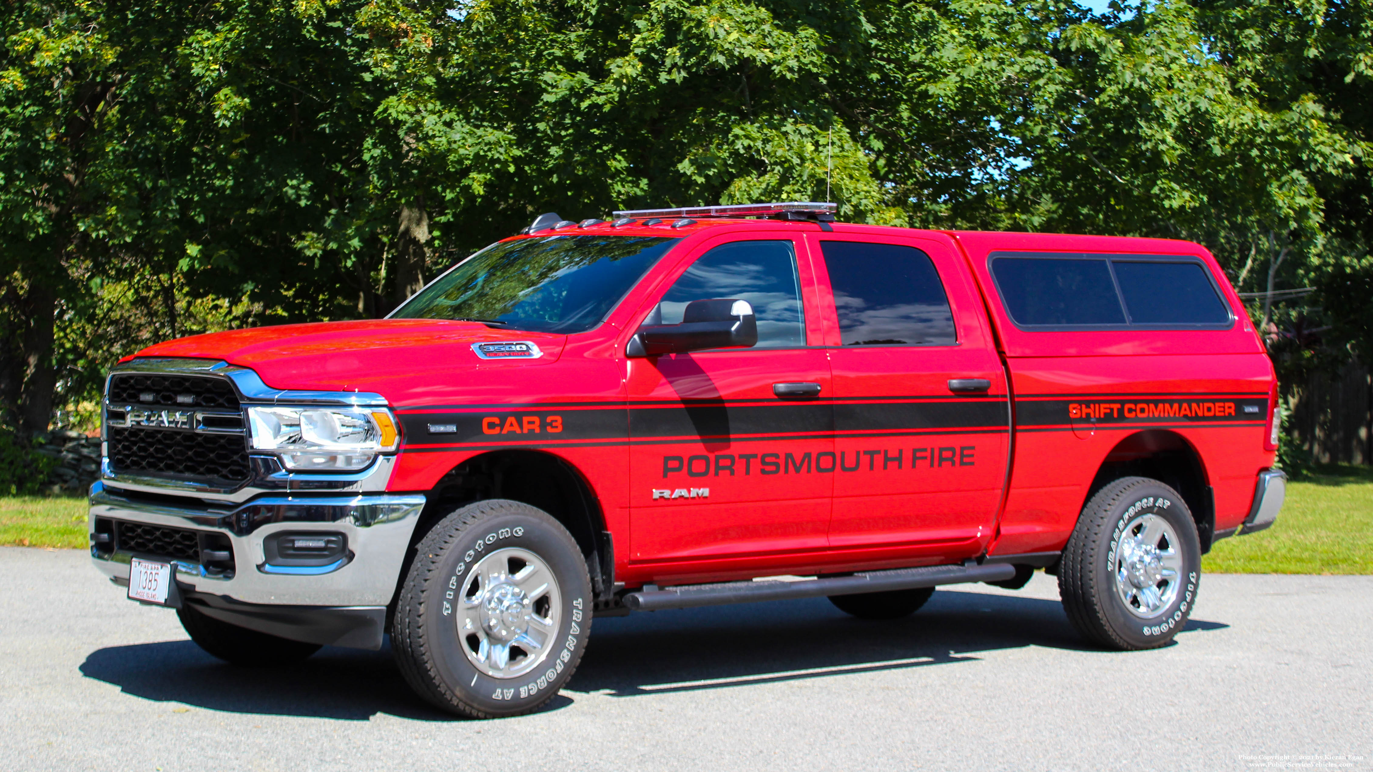 A photo  of Portsmouth Fire
            Car 3, a 2021 RAM 3500             taken by Kieran Egan