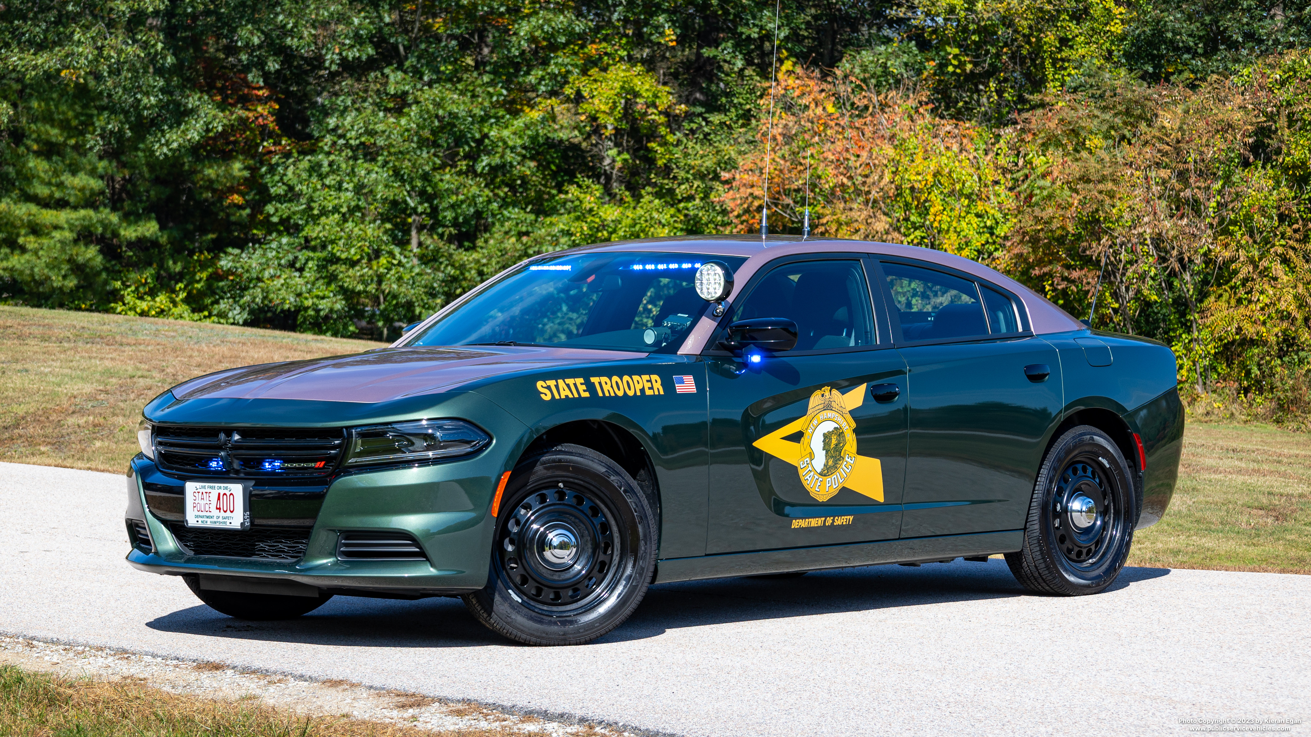 A photo  of New Hampshire State Police
            Cruiser 400, a 2022 Dodge Charger             taken by Kieran Egan