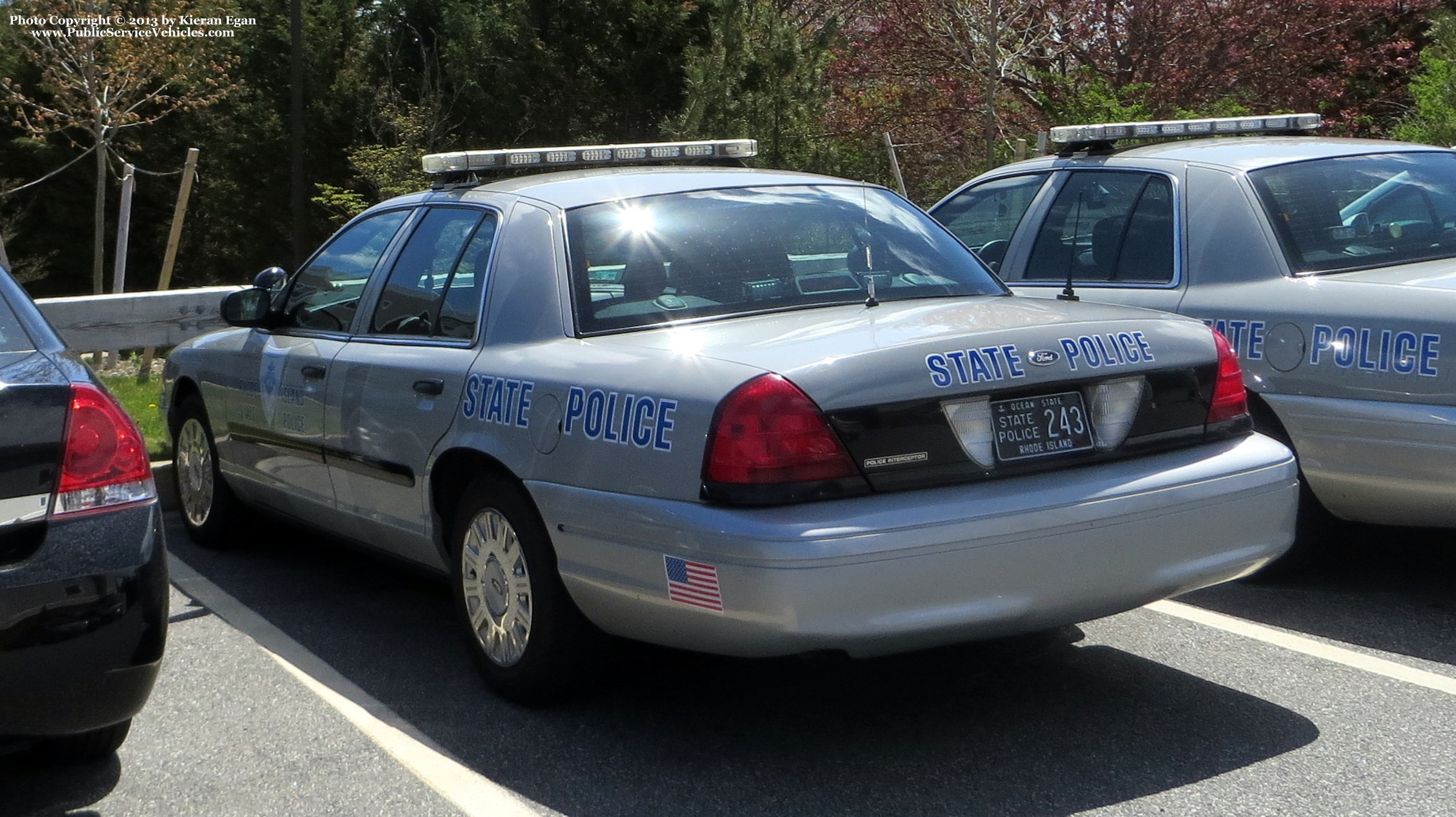 A photo  of Rhode Island State Police
            Cruiser 243, a 2003-2005 Ford Crown Victoria Police Interceptor             taken by Kieran Egan