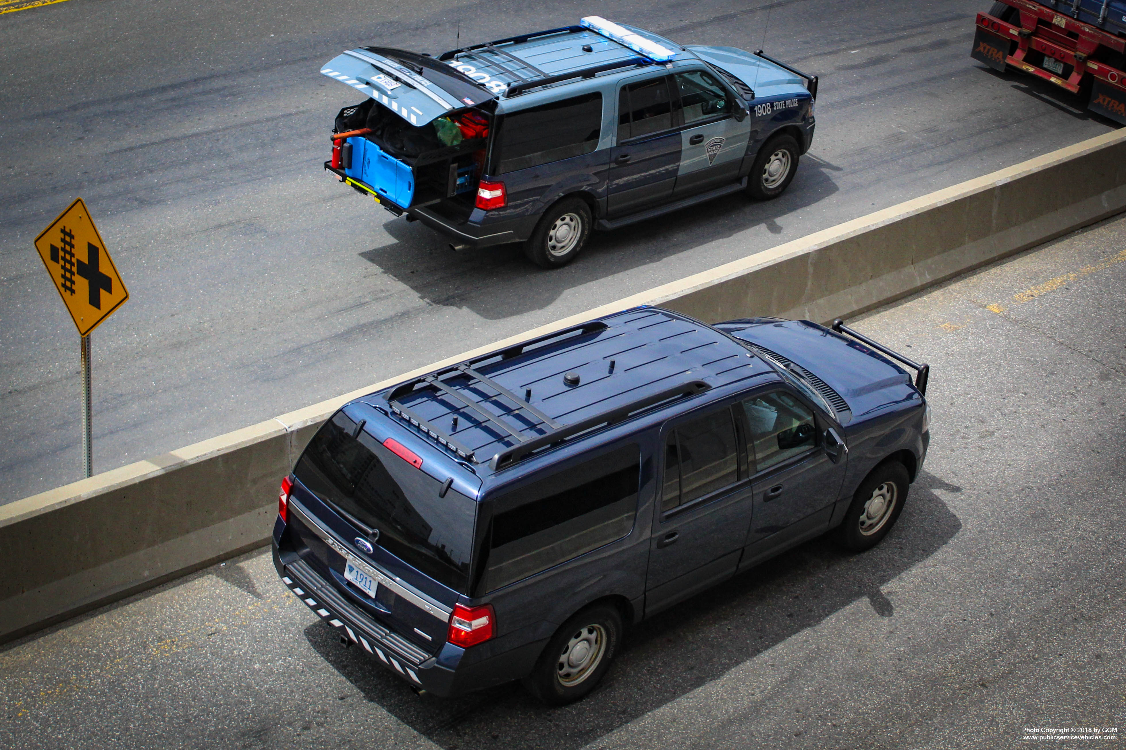 A photo  of Massachusetts State Police
            Cruiser 1908T, a 2017 Ford Expedition EL SSV             taken by Corey Gillet