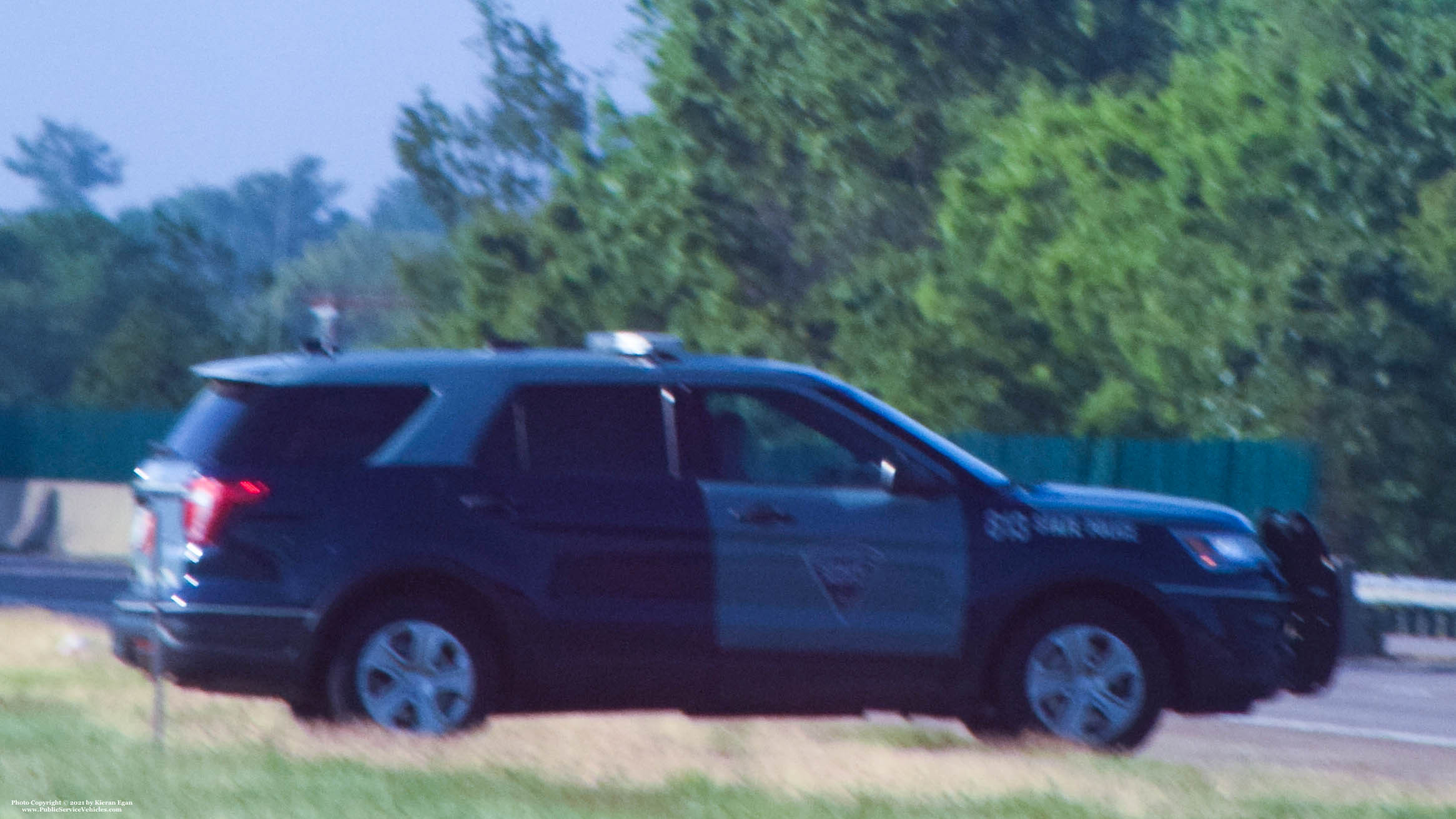 A photo  of Massachusetts State Police
            Cruiser 813, a 2018 Ford Police Interceptor Utility             taken by Kieran Egan