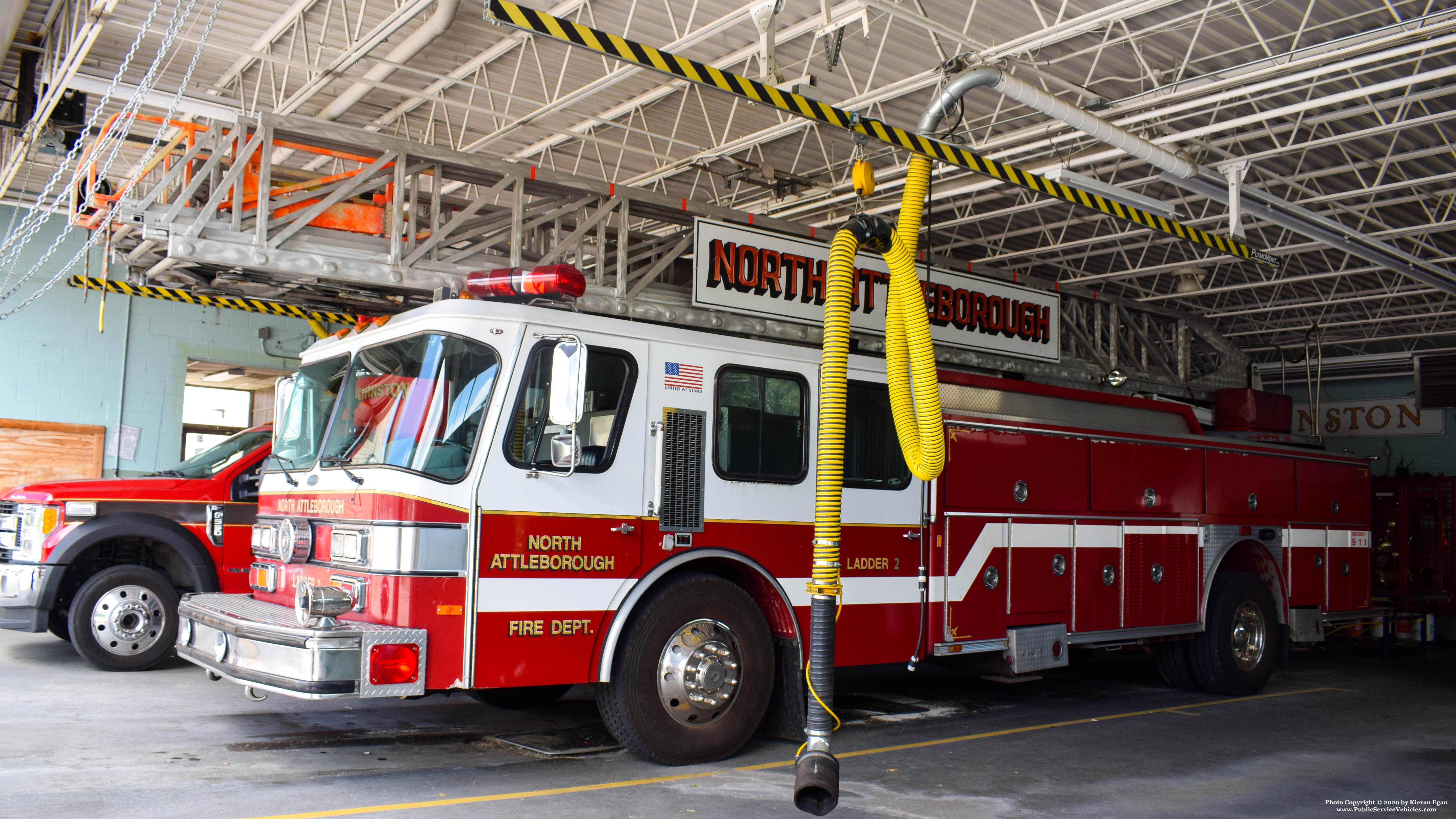 A photo  of North Attleborough Fire
            Ladder 2, a 1989 E-One             taken by Kieran Egan