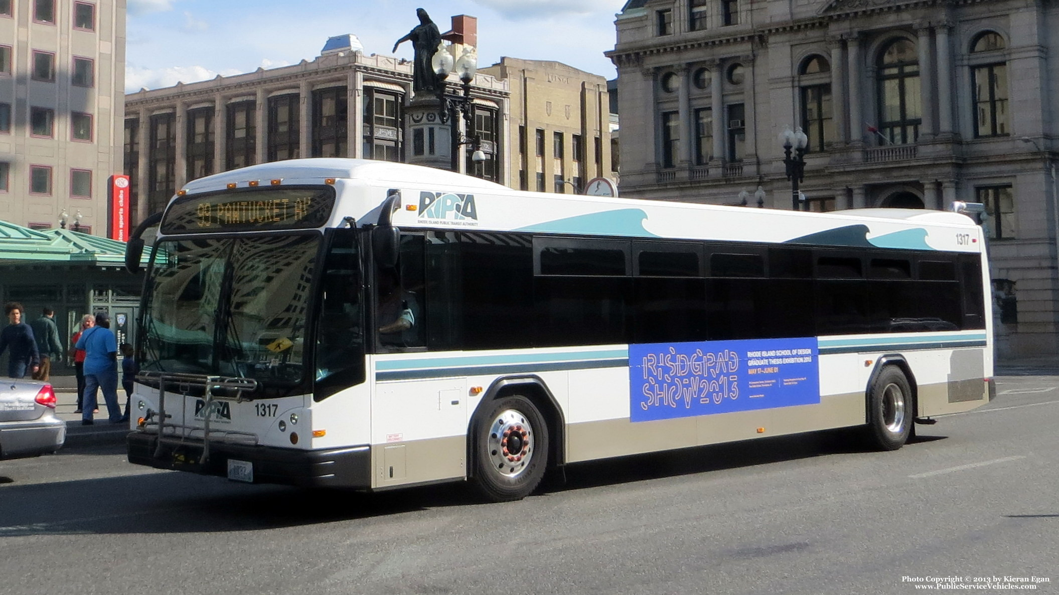 A photo  of Rhode Island Public Transit Authority
            Bus 1317, a 2013 Gillig BRT             taken by Kieran Egan