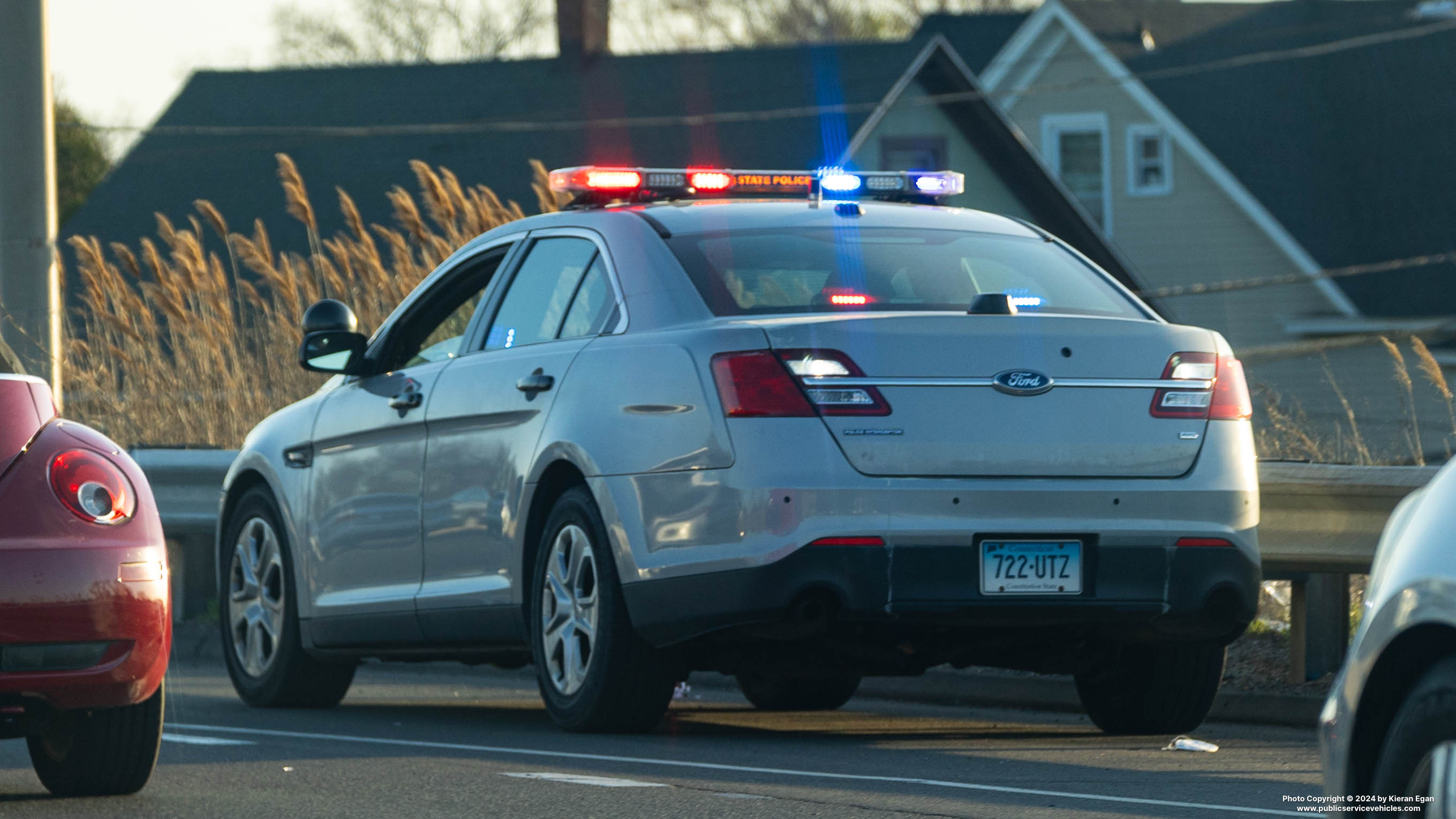 A photo  of Connecticut State Police
            Cruiser 722, a 2013-2019 Ford Police Interceptor Sedan             taken by Kieran Egan