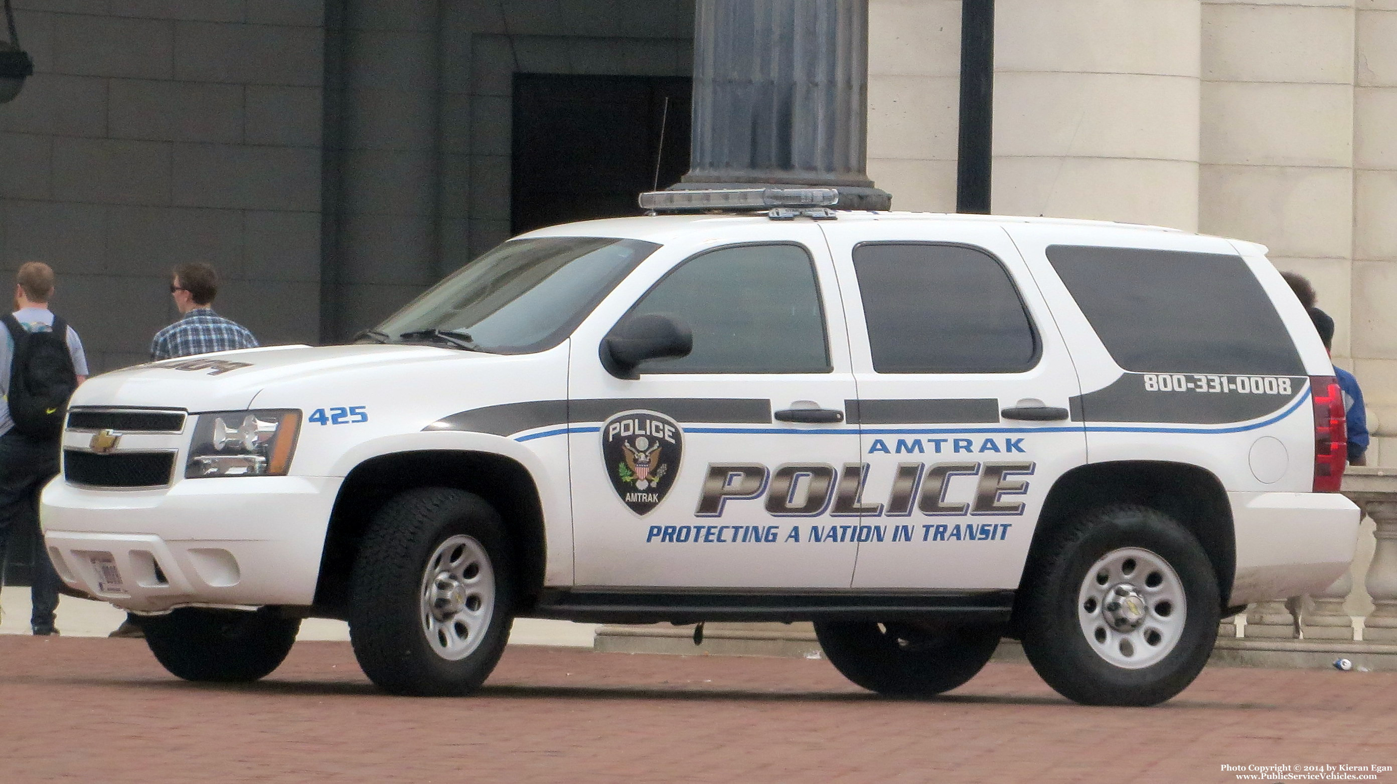 A photo  of Amtrak Police
            Cruiser 425, a 2007-2014 Chevrolet Tahoe             taken by Kieran Egan