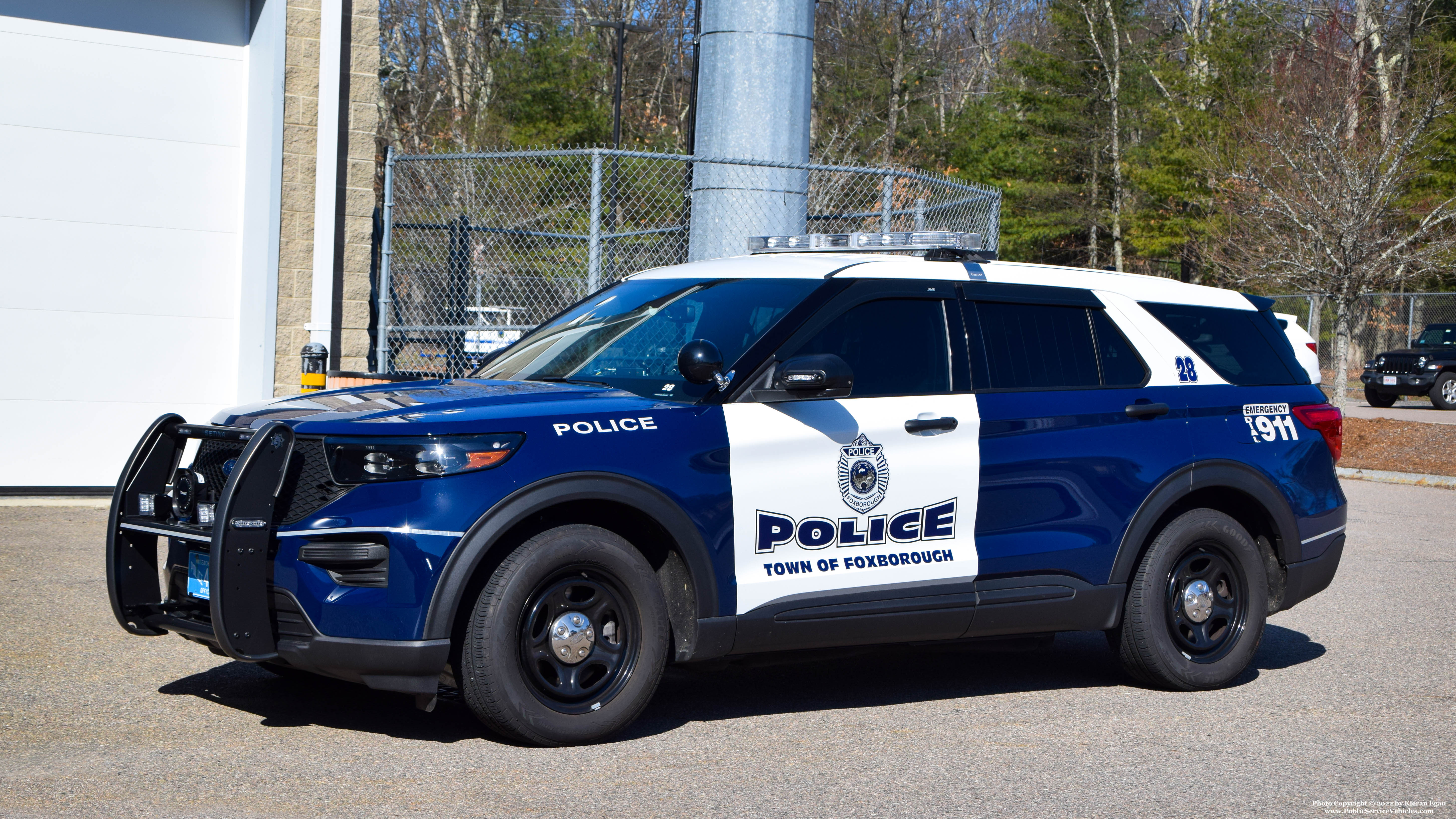 A photo  of Foxborough Police
            Cruiser 28, a 2020 Ford Police Interceptor Utility             taken by Kieran Egan