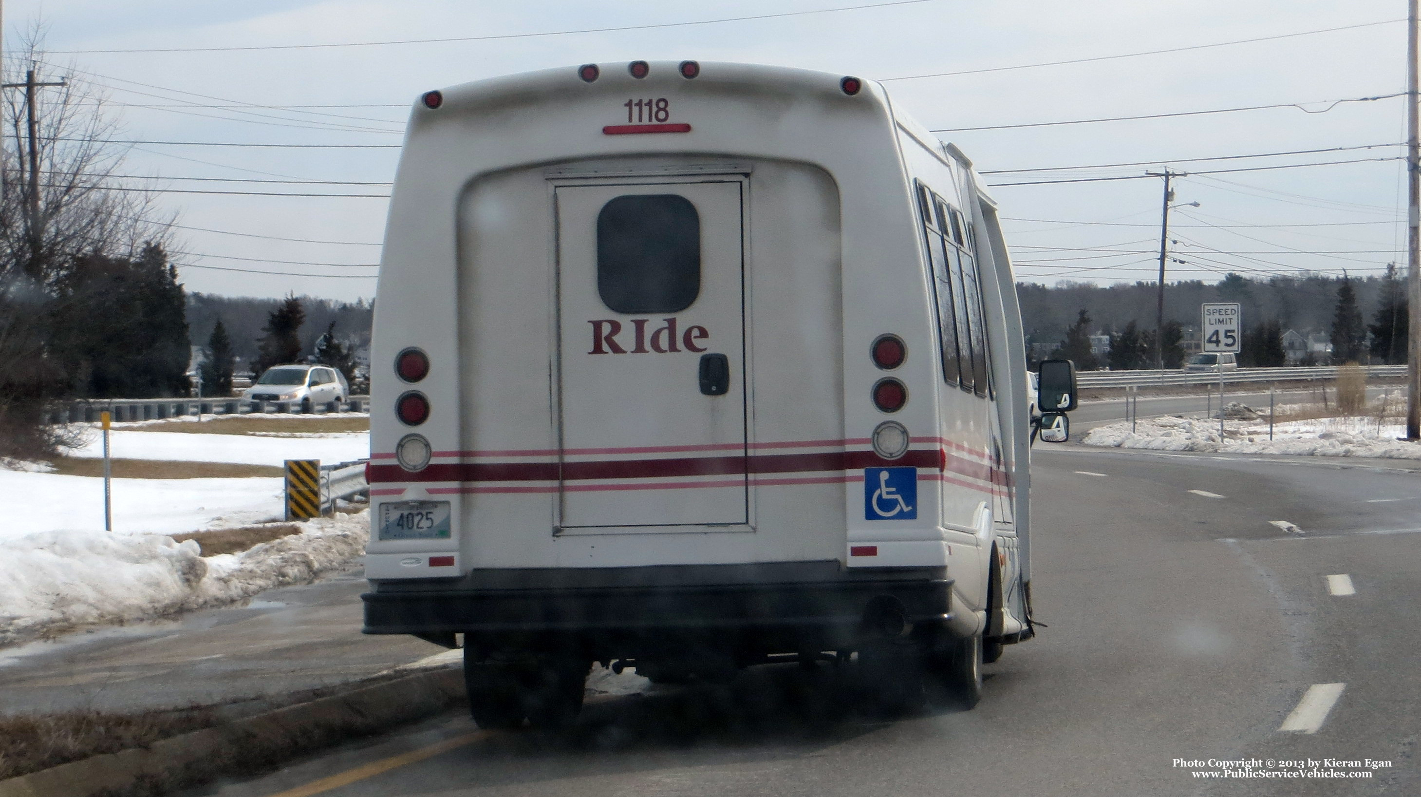 A photo  of Rhode Island Public Transit Authority
            Paratransit Bus 21118, a 2011 Chevrolet 4500 Bus             taken by Kieran Egan