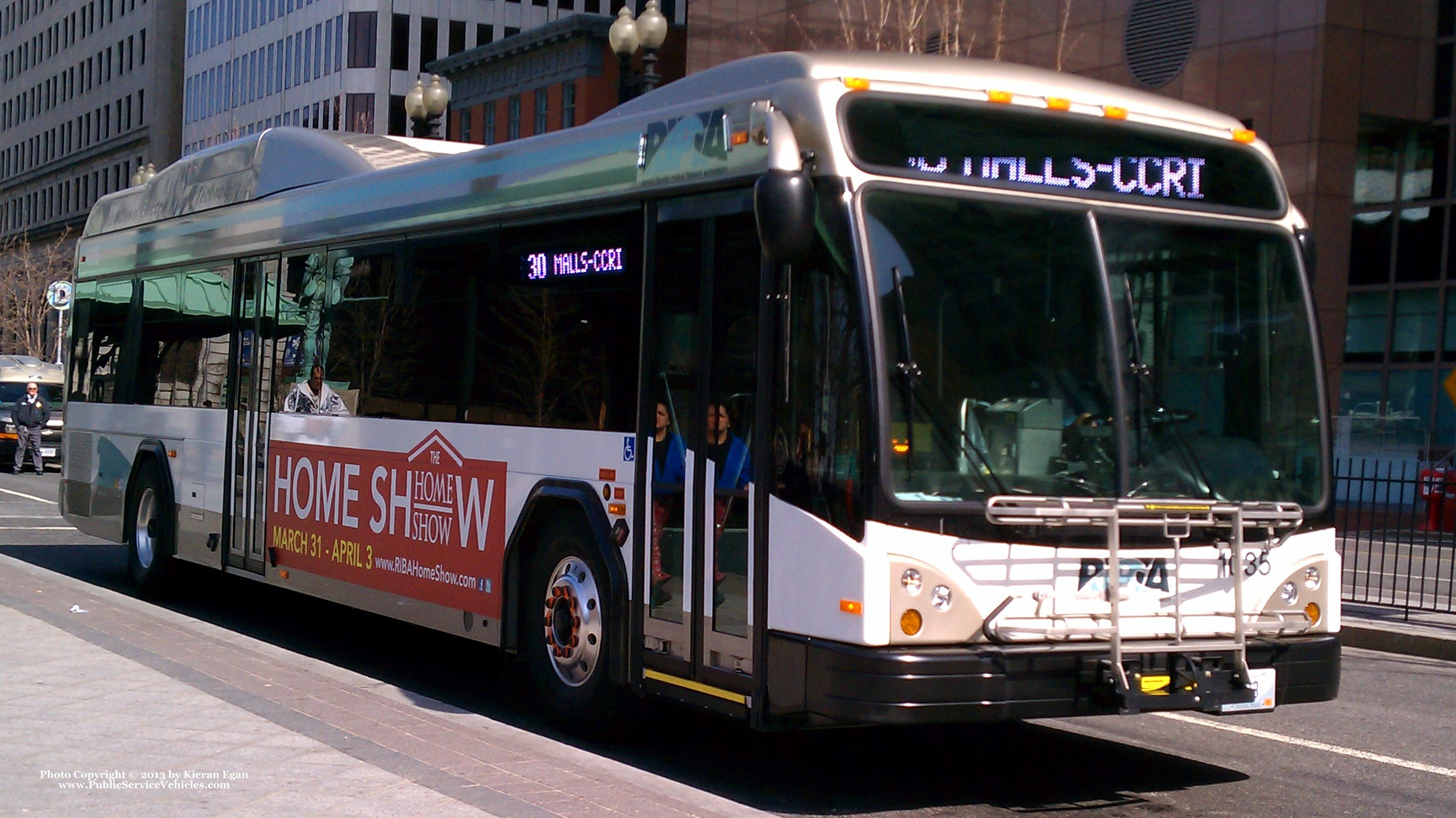 A photo  of Rhode Island Public Transit Authority
            Bus 1035, a 2010 Gillig BRT HEV             taken by Kieran Egan