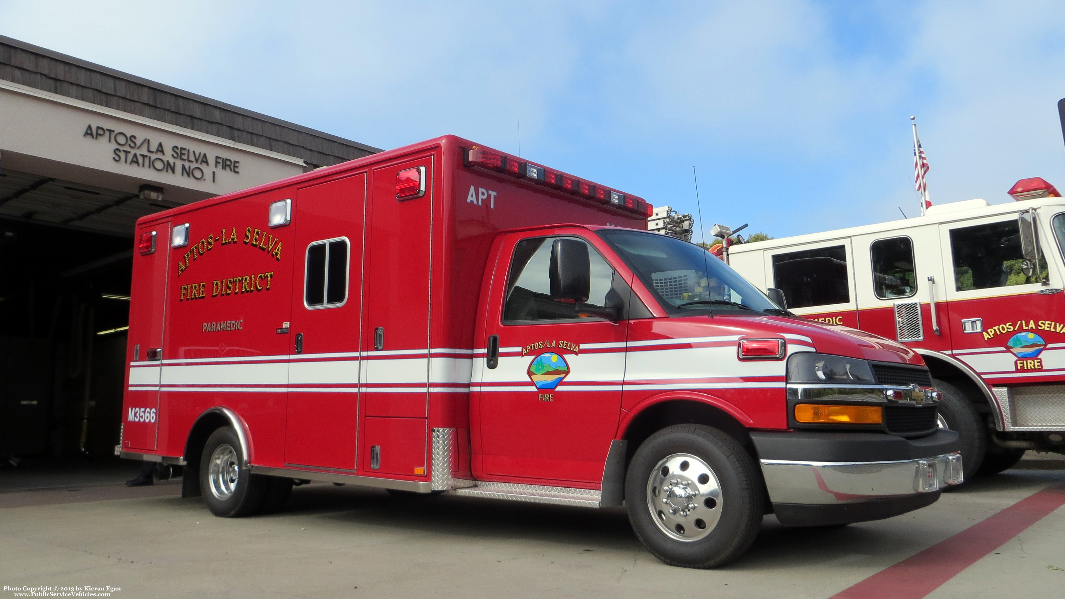 A photo  of Aptos/La Selva Fire
            Medic 3566, a 2012 Chevrolet             taken by Kieran Egan