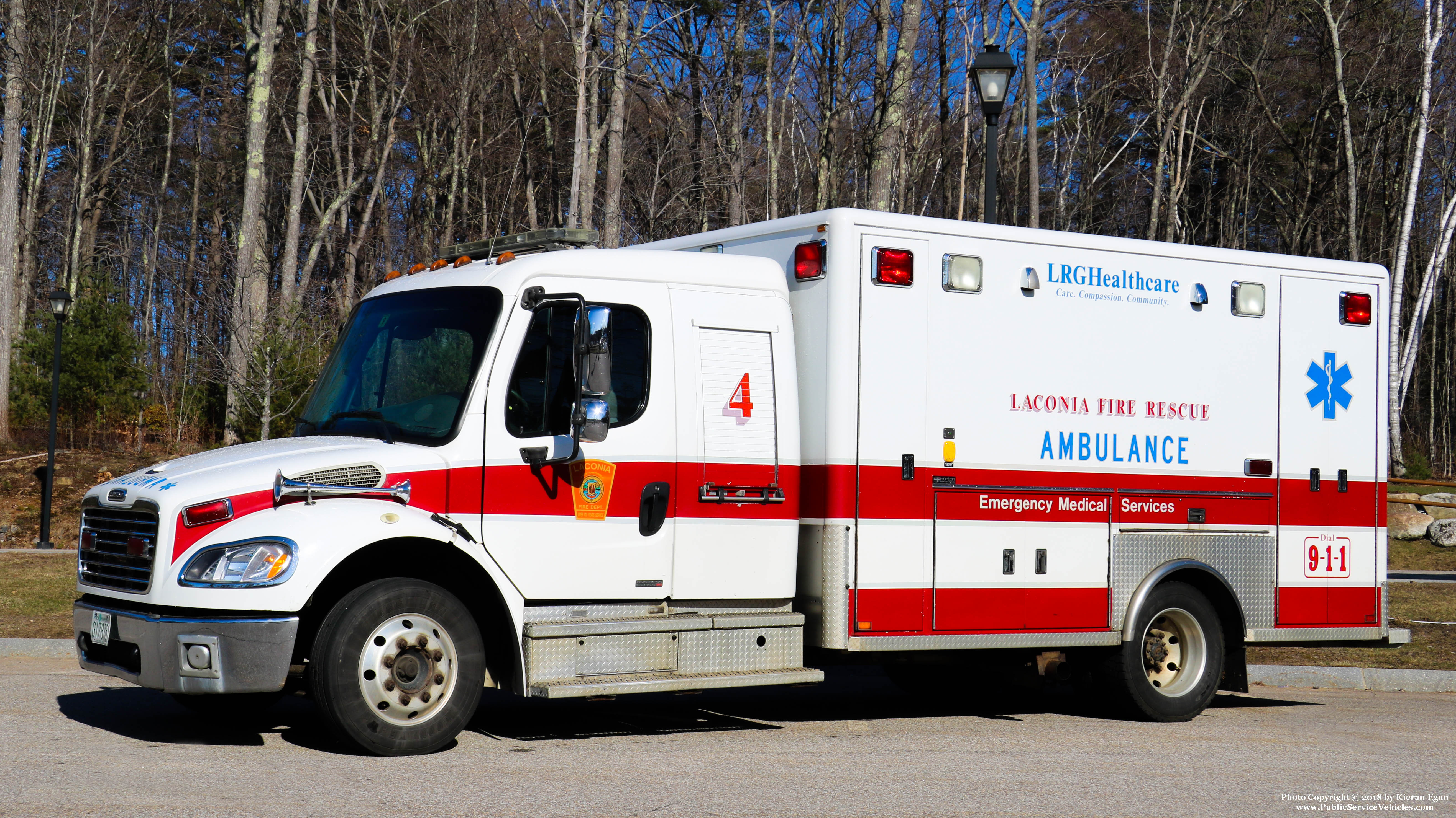 A photo  of Laconia Fire
            13 Ambulance 4, a 2004 Freightliner             taken by Kieran Egan