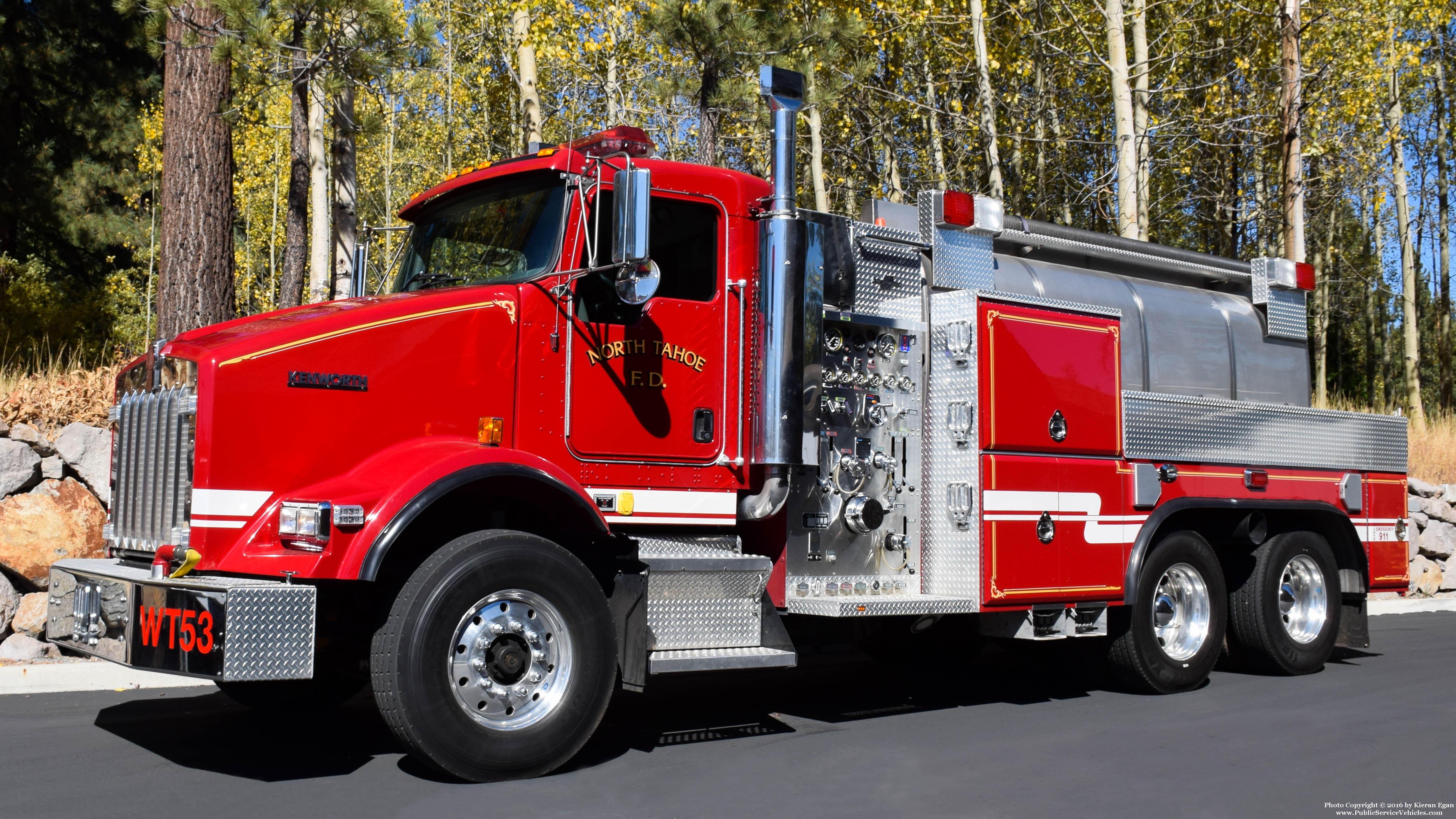 A photo  of North Tahoe Fire District
            Water Tender 53, a 2006-2016 Kenworth             taken by Kieran Egan