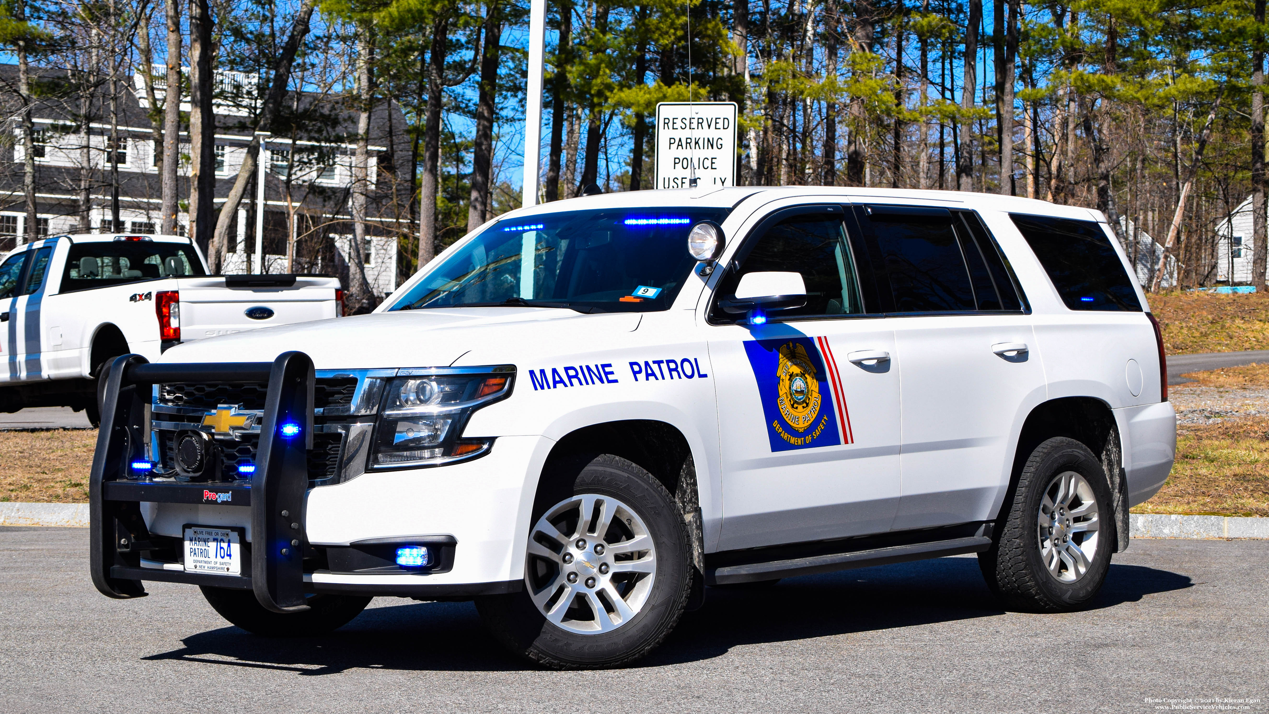 A photo  of New Hampshire State Police
            Cruiser 764, a 2015-2018 Chevrolet Tahoe             taken by Kieran Egan