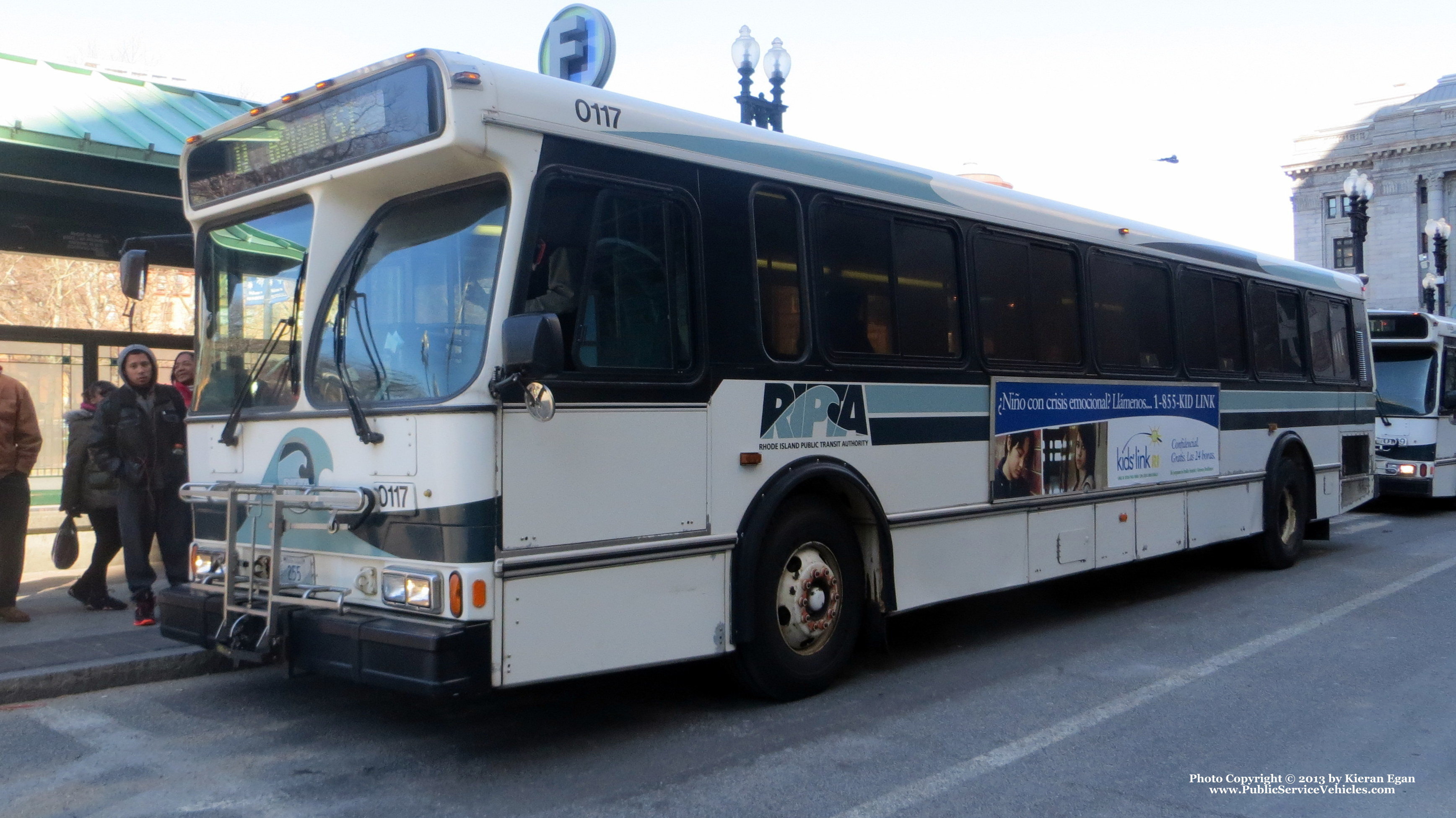 A photo  of Rhode Island Public Transit Authority
            Bus 0117, a 2001 Orion V 05.501             taken by Kieran Egan