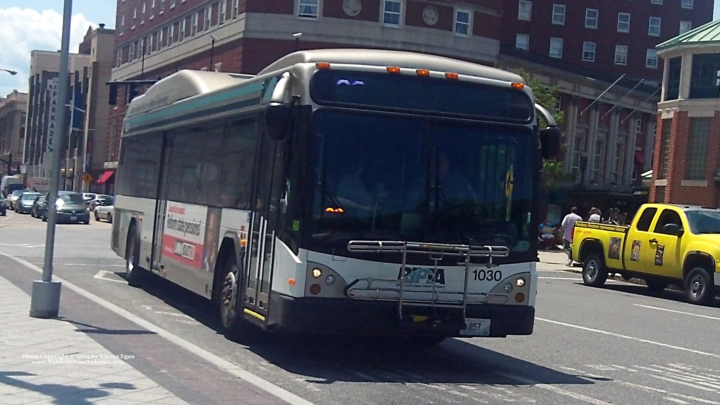 A photo  of Rhode Island Public Transit Authority
            Bus 1030, a 2010 Gillig BRT HEV             taken by Kieran Egan