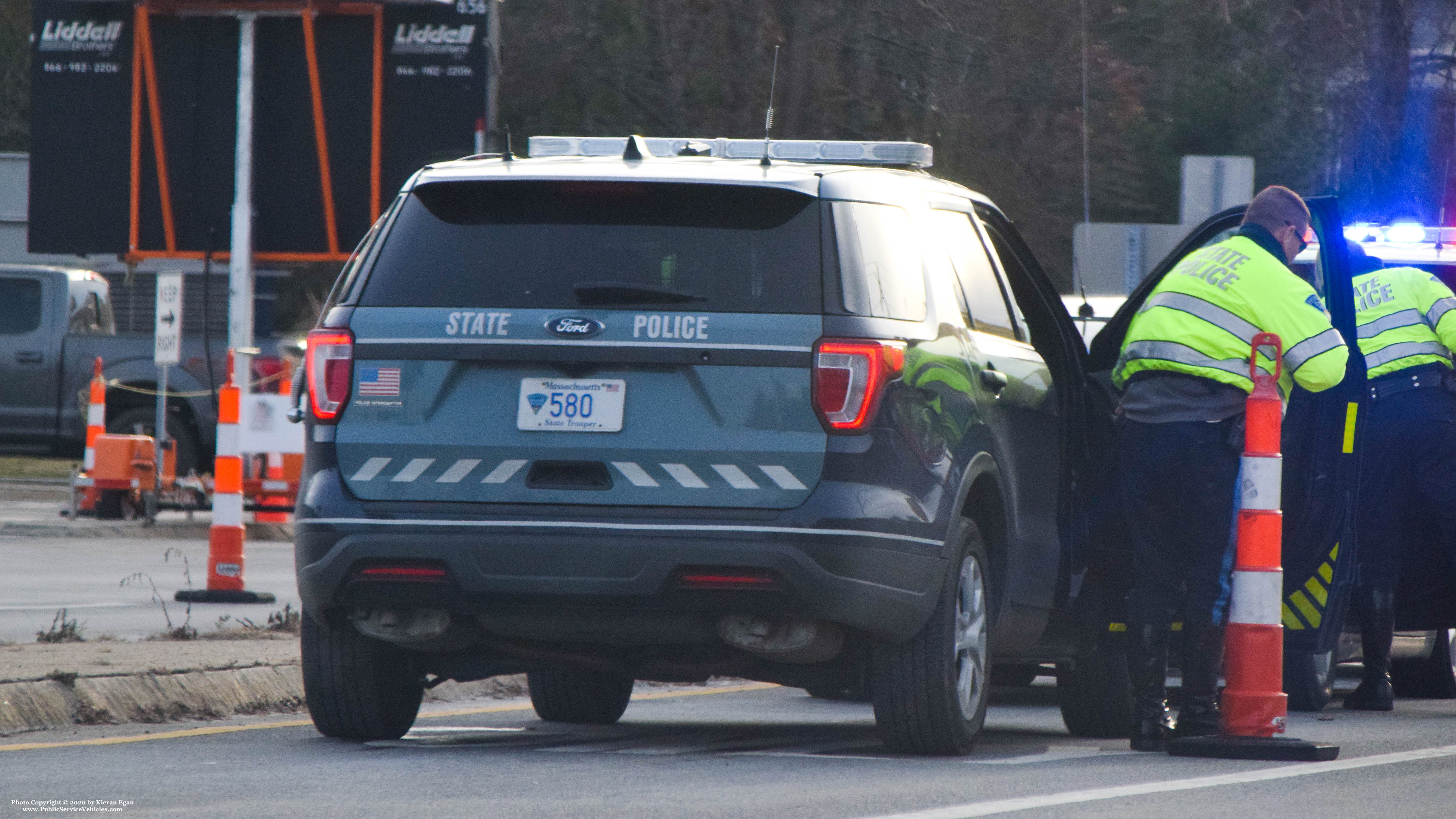 A photo  of Massachusetts State Police
            Cruiser 580, a 2016-2019 Ford Police Interceptor Utility             taken by Kieran Egan