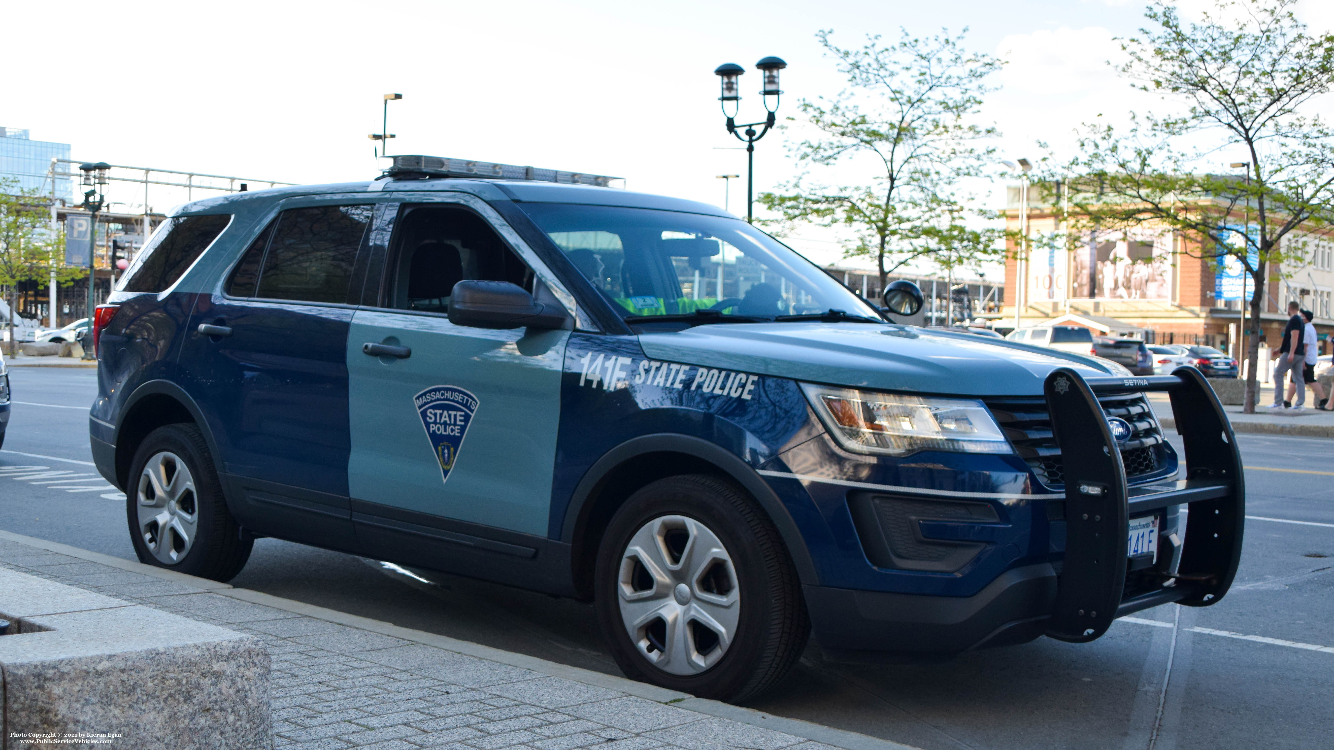 A photo  of Massachusetts State Police
            Cruiser 141F, a 2017-2019 Ford Police Interceptor Utility             taken by Kieran Egan