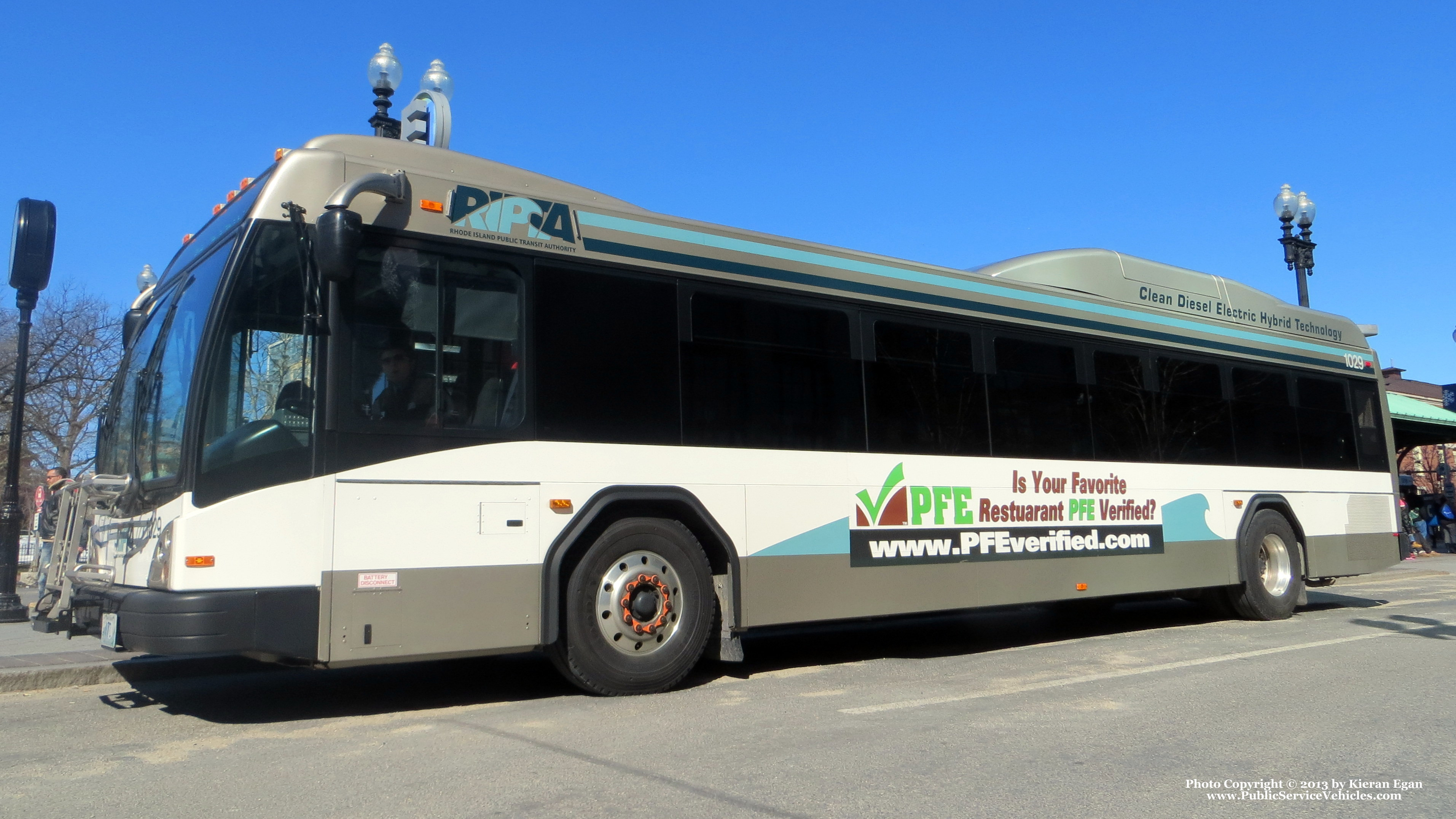 A photo  of Rhode Island Public Transit Authority
            Bus 1029, a 2010 Gillig BRT HEV             taken by Kieran Egan