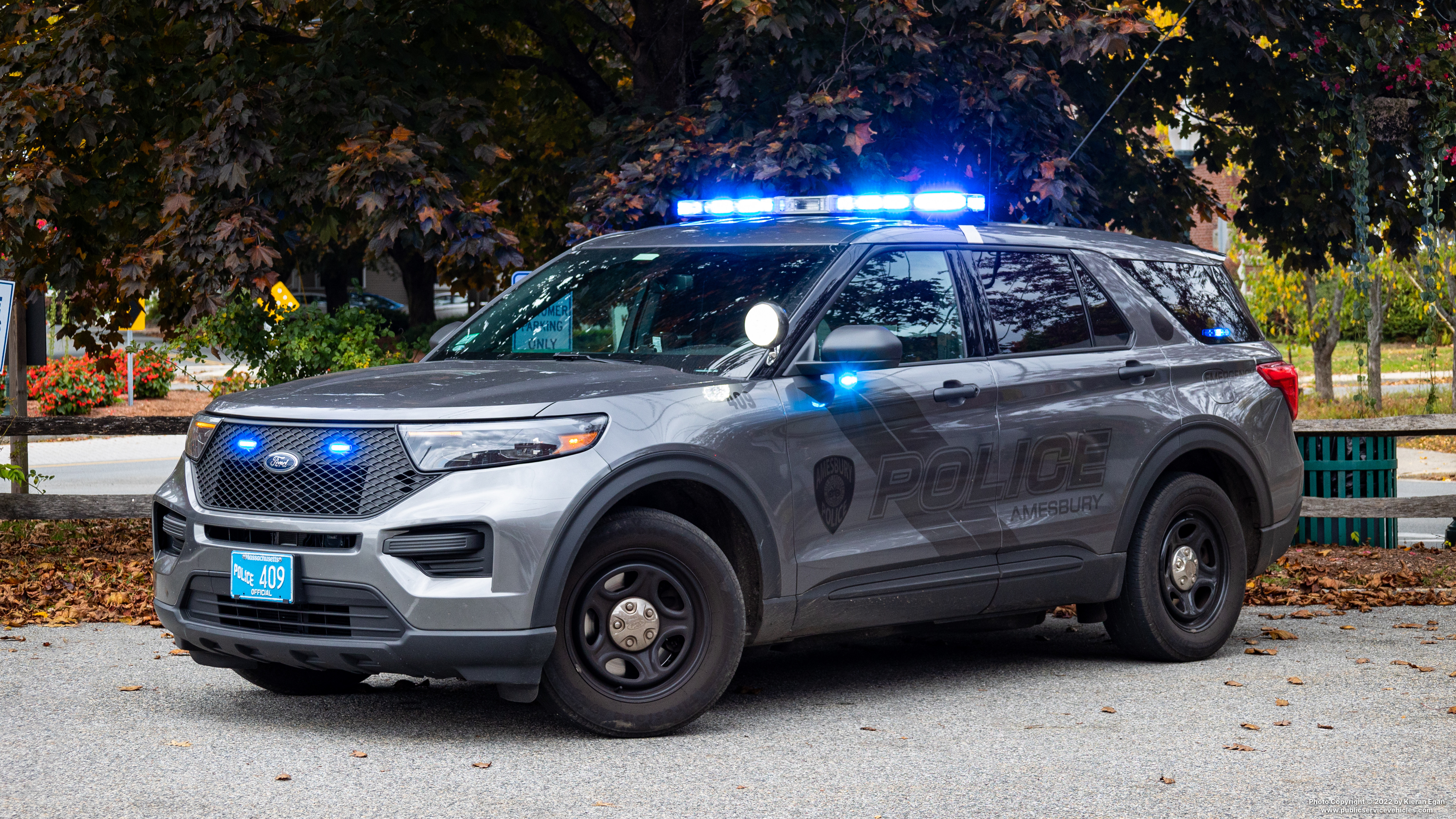 A photo  of Amesbury Police
            Cruiser 409, a 2020 Ford Police Interceptor Utility             taken by Kieran Egan