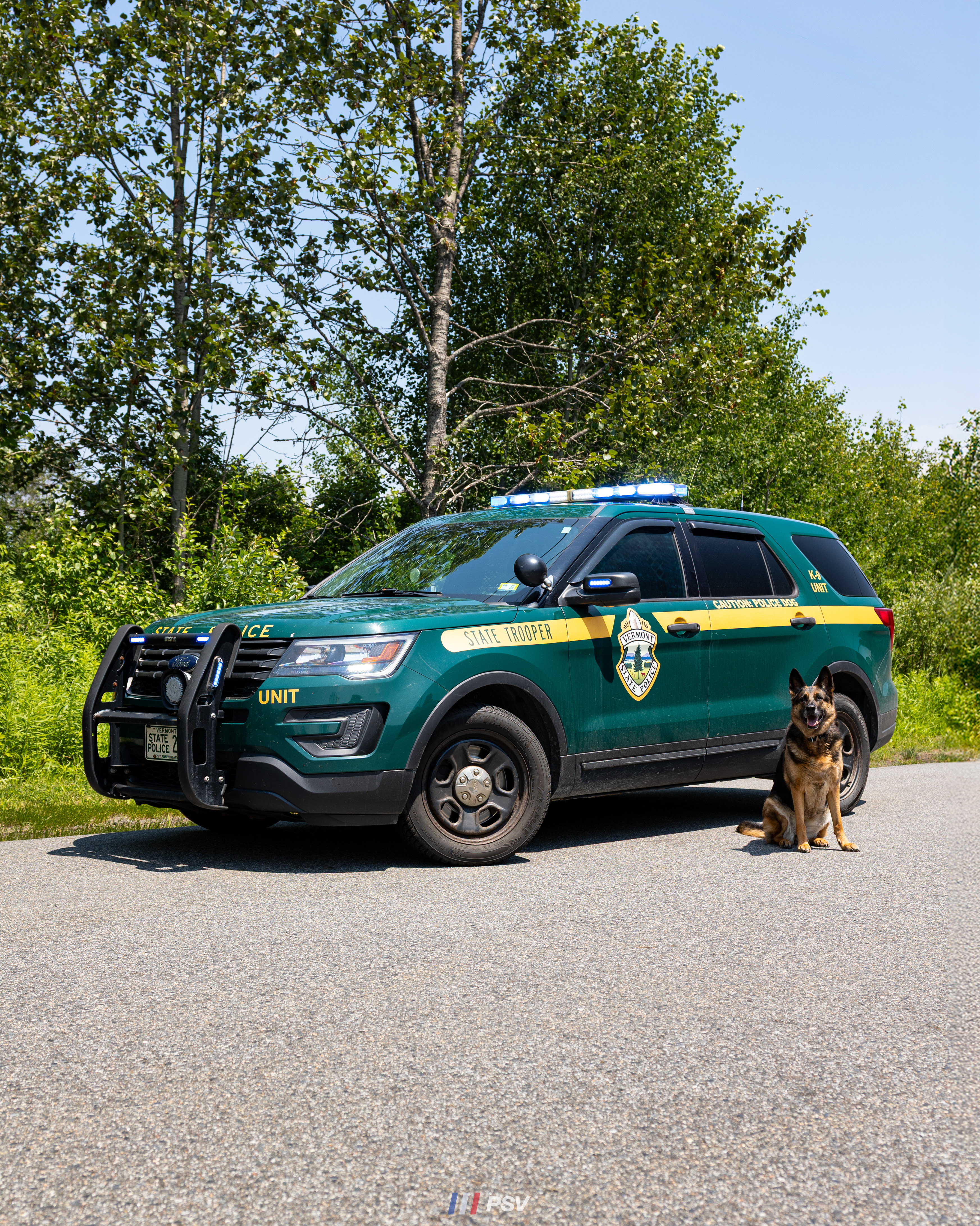 A photo  of Vermont State Police
            K-9 Unit, a 2016-2019 Ford Police Interceptor Utility             taken by Kieran Egan