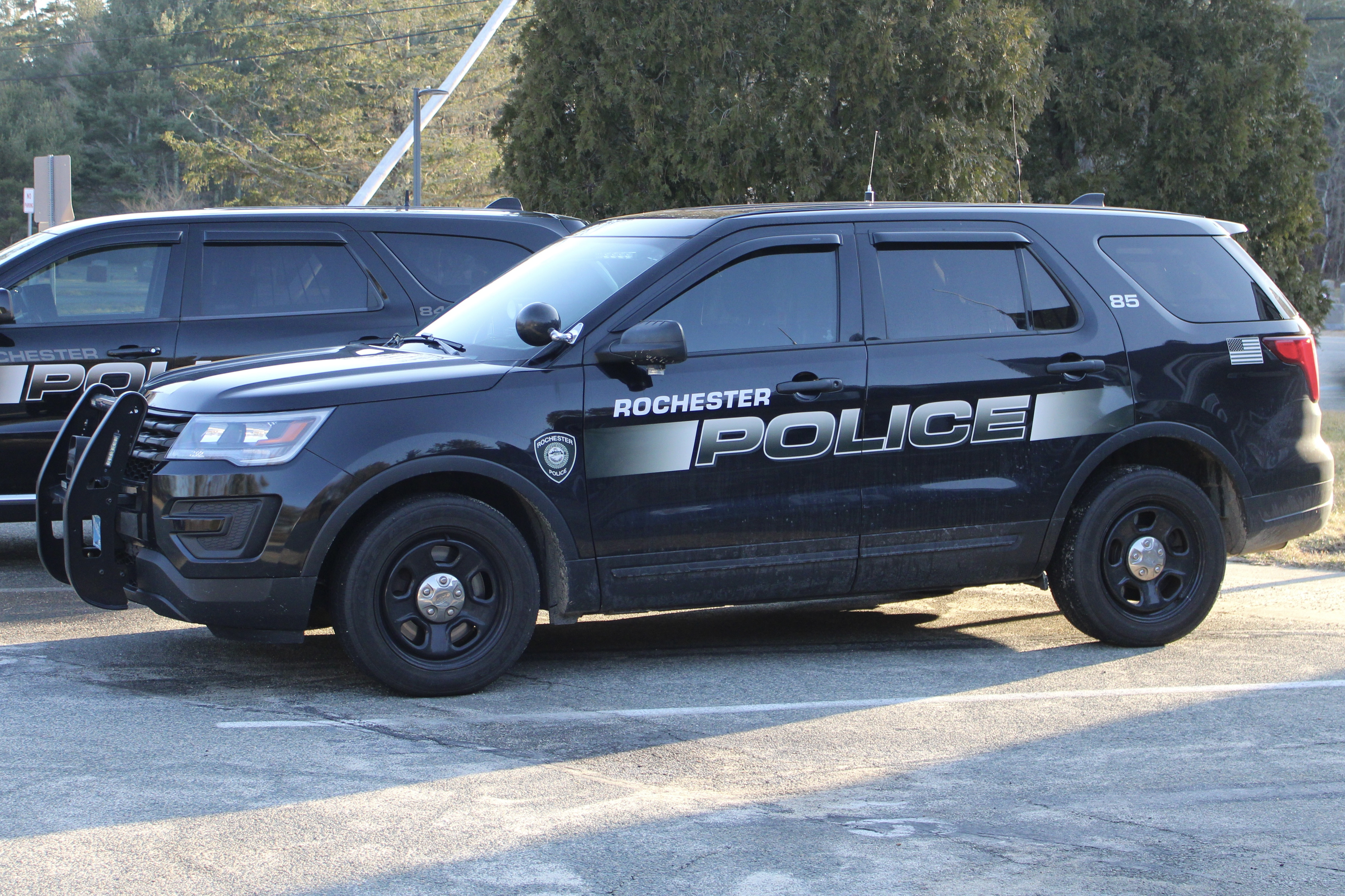 A photo  of Rochester MA Police
            Cruiser 85, a 2019 Ford Police Interceptor Utility             taken by @riemergencyvehicles