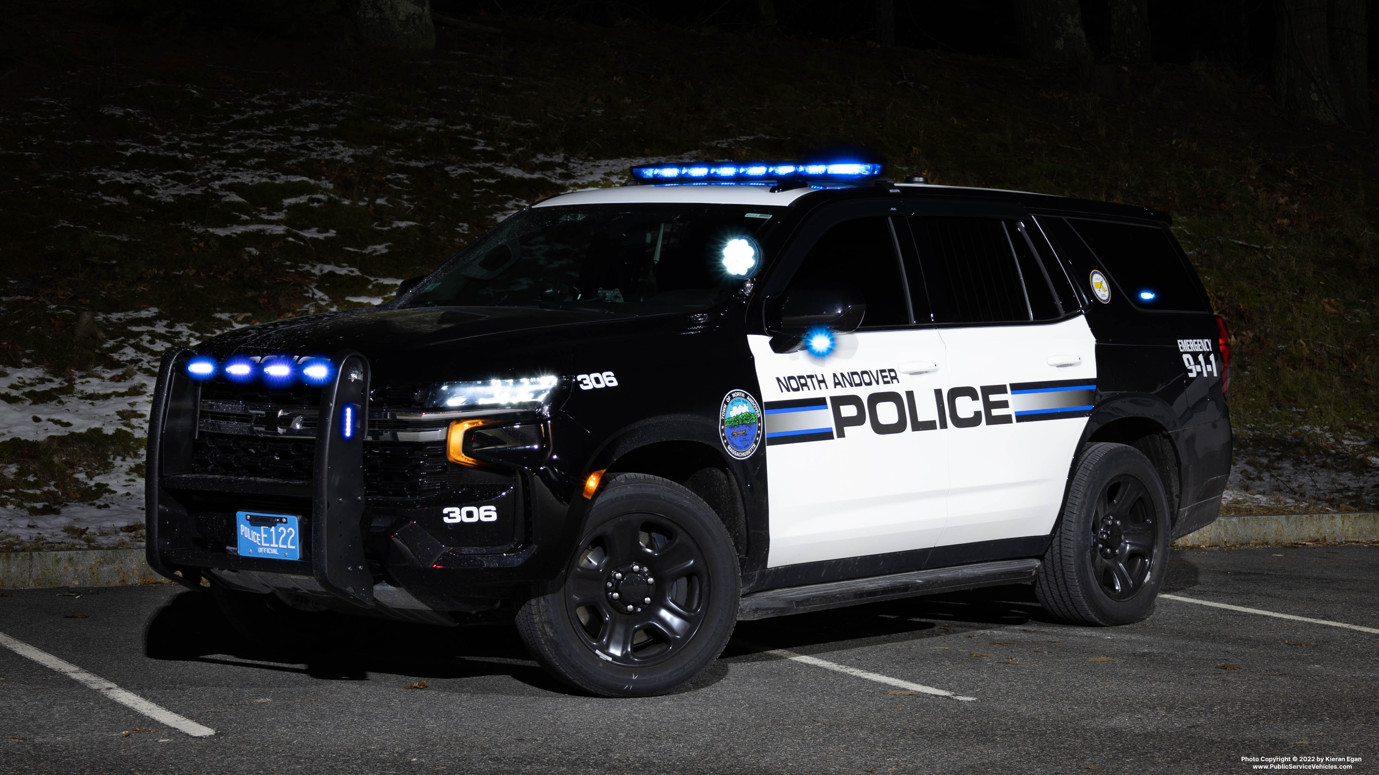 A photo  of North Andover Police
            Cruiser 306, a 2022 Chevrolet Tahoe             taken by Kieran Egan