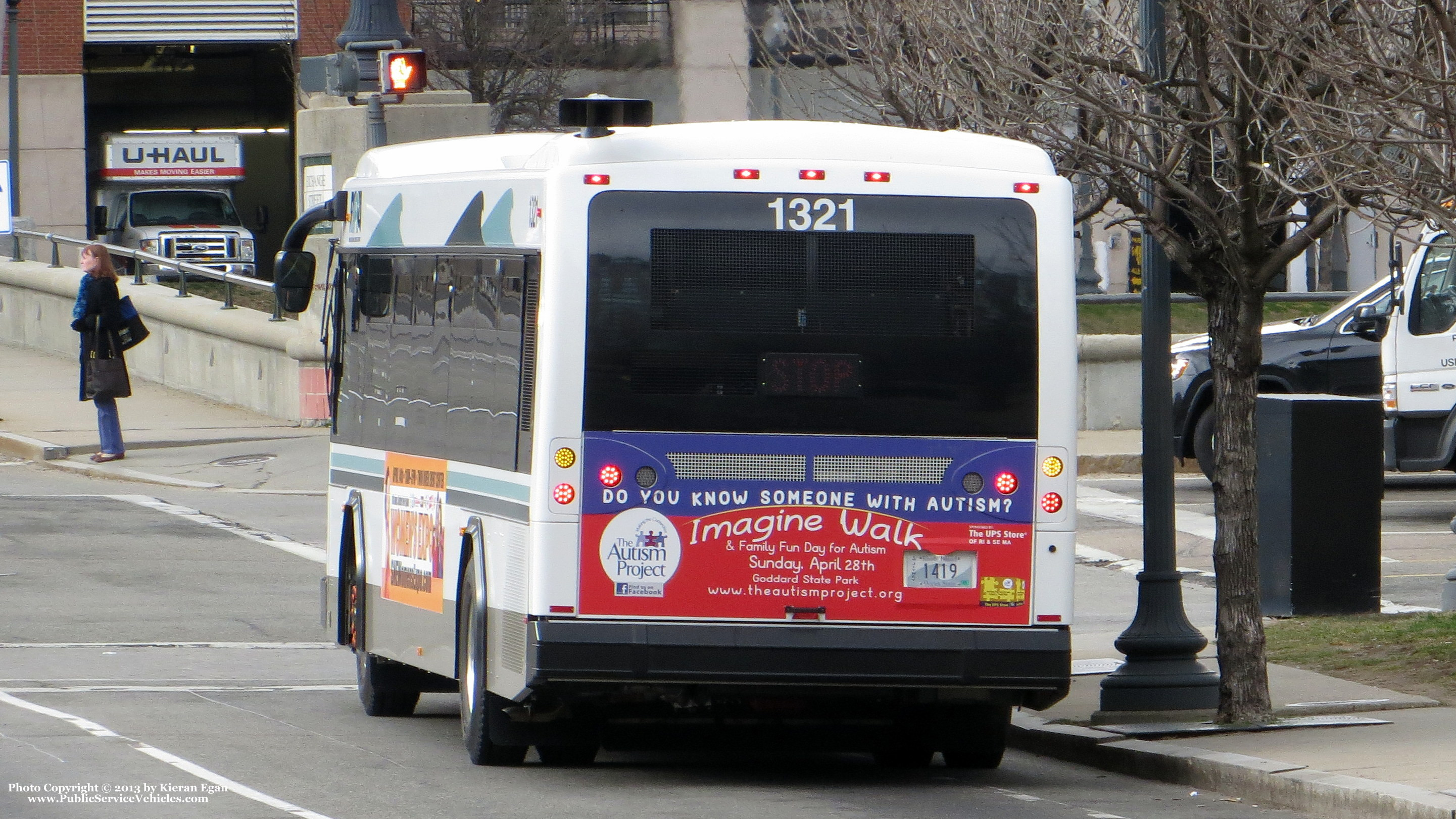 A photo  of Rhode Island Public Transit Authority
            Bus 1321, a 2013 Gillig BRT             taken by Kieran Egan