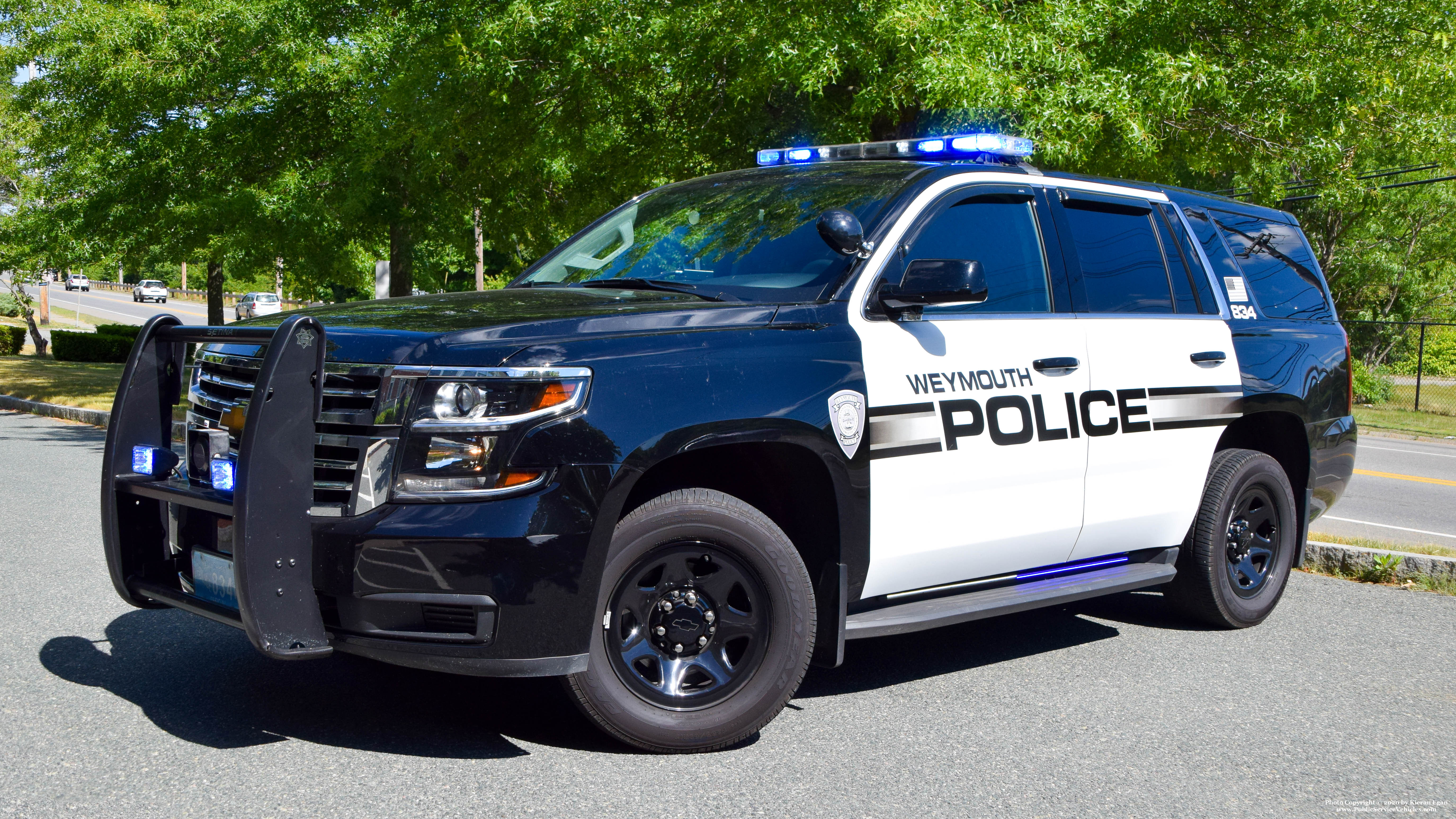 A photo  of Weymouth Police
            Cruiser 834, a 2015-2020 Chevrolet Tahoe             taken by Kieran Egan