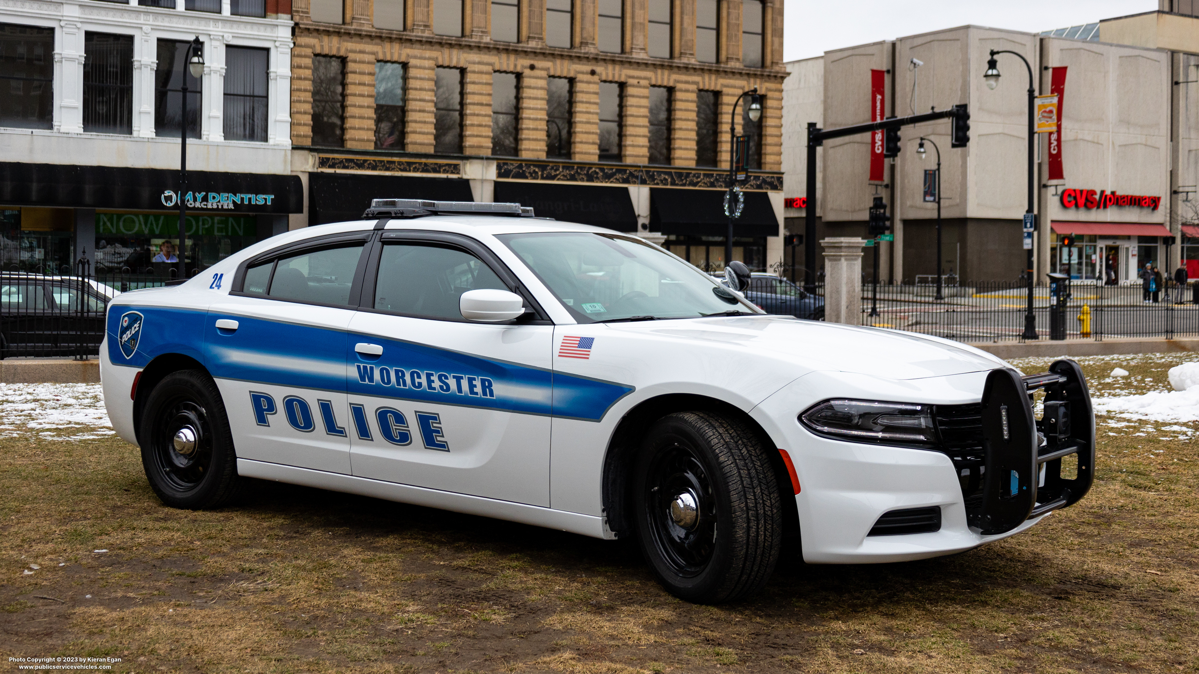 A photo  of Worcester Police
            Cruiser 24, a 2021 Dodge Charger             taken by Kieran Egan