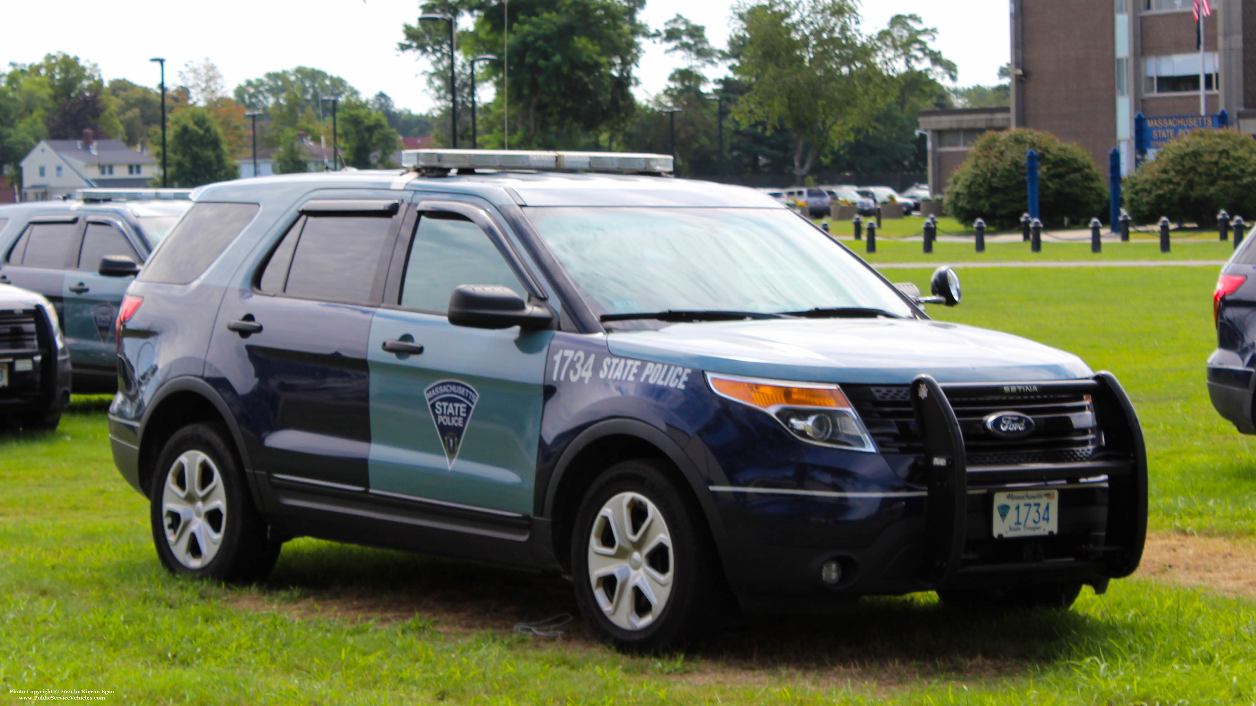 A photo  of Massachusetts State Police
            Cruiser 1734, a 2015 Ford Police Interceptor Utility             taken by Kieran Egan
