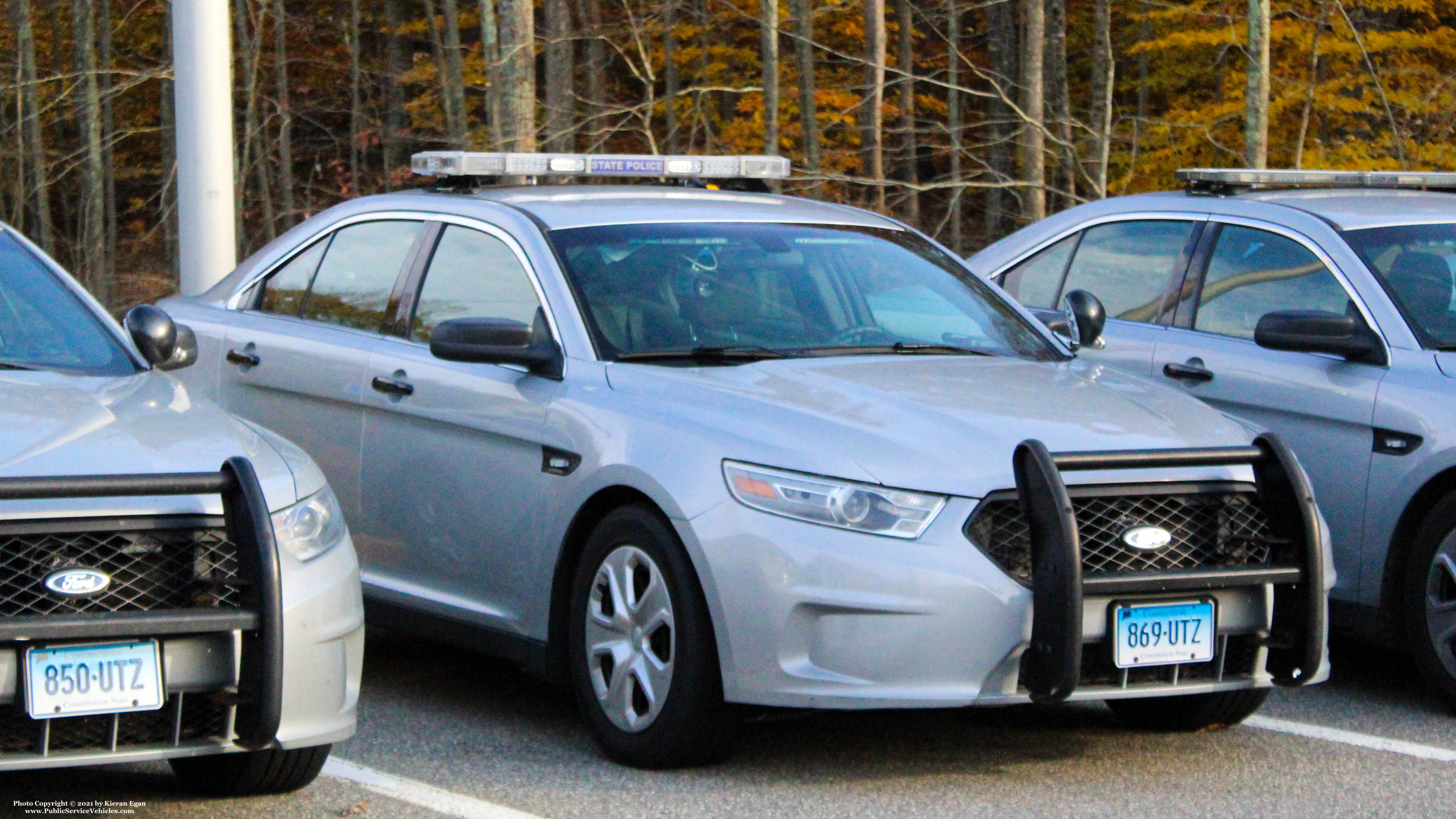 A photo  of Connecticut State Police
            Cruiser 869, a 2013-2019 Ford Police Interceptor Sedan             taken by Kieran Egan