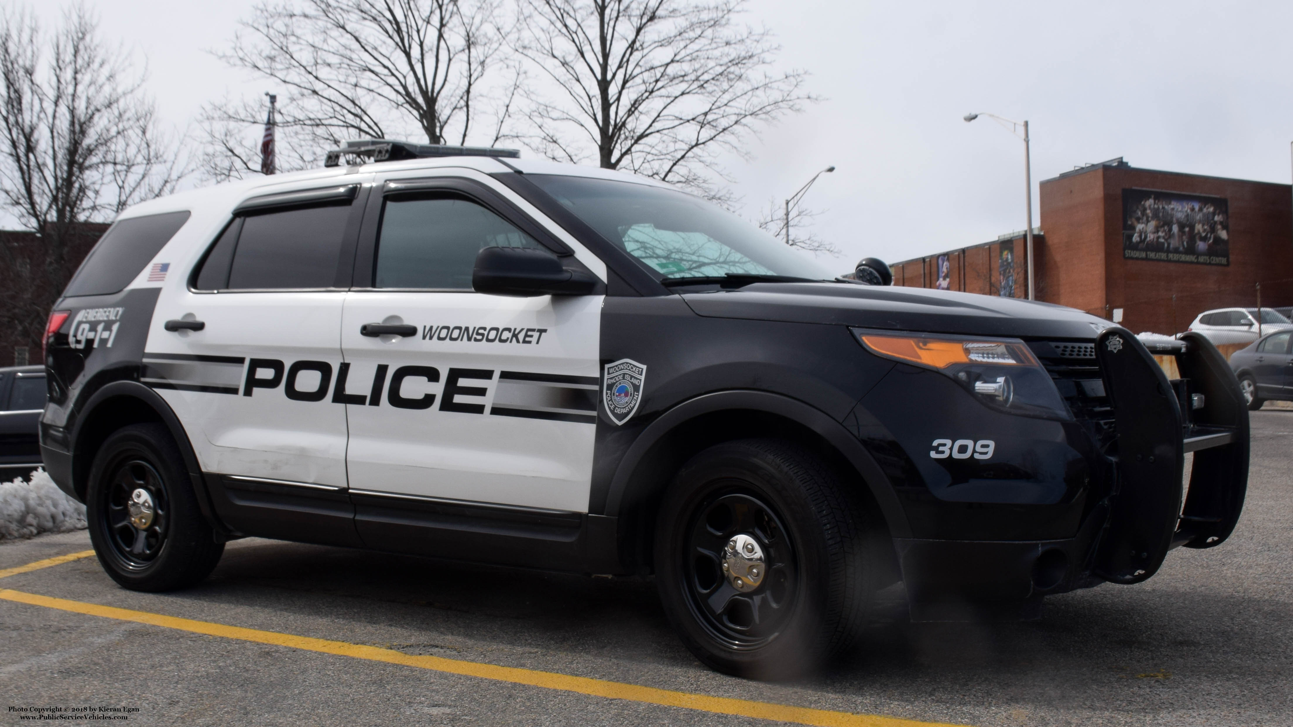 A photo  of Woonsocket Police
            Cruiser 309, a 2015 Ford Police Interceptor Utility             taken by Kieran Egan