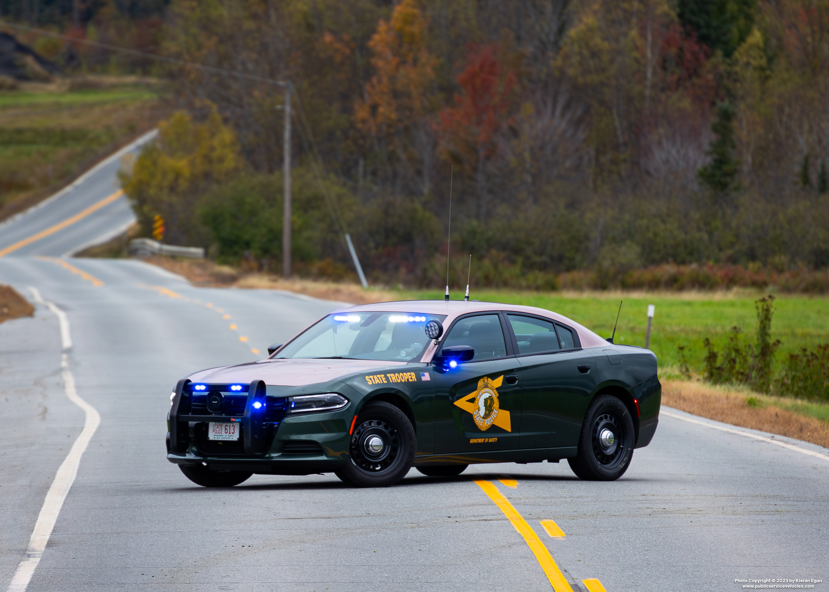 A photo  of New Hampshire State Police
            Cruiser 613, a 2022 Dodge Charger             taken by Kieran Egan