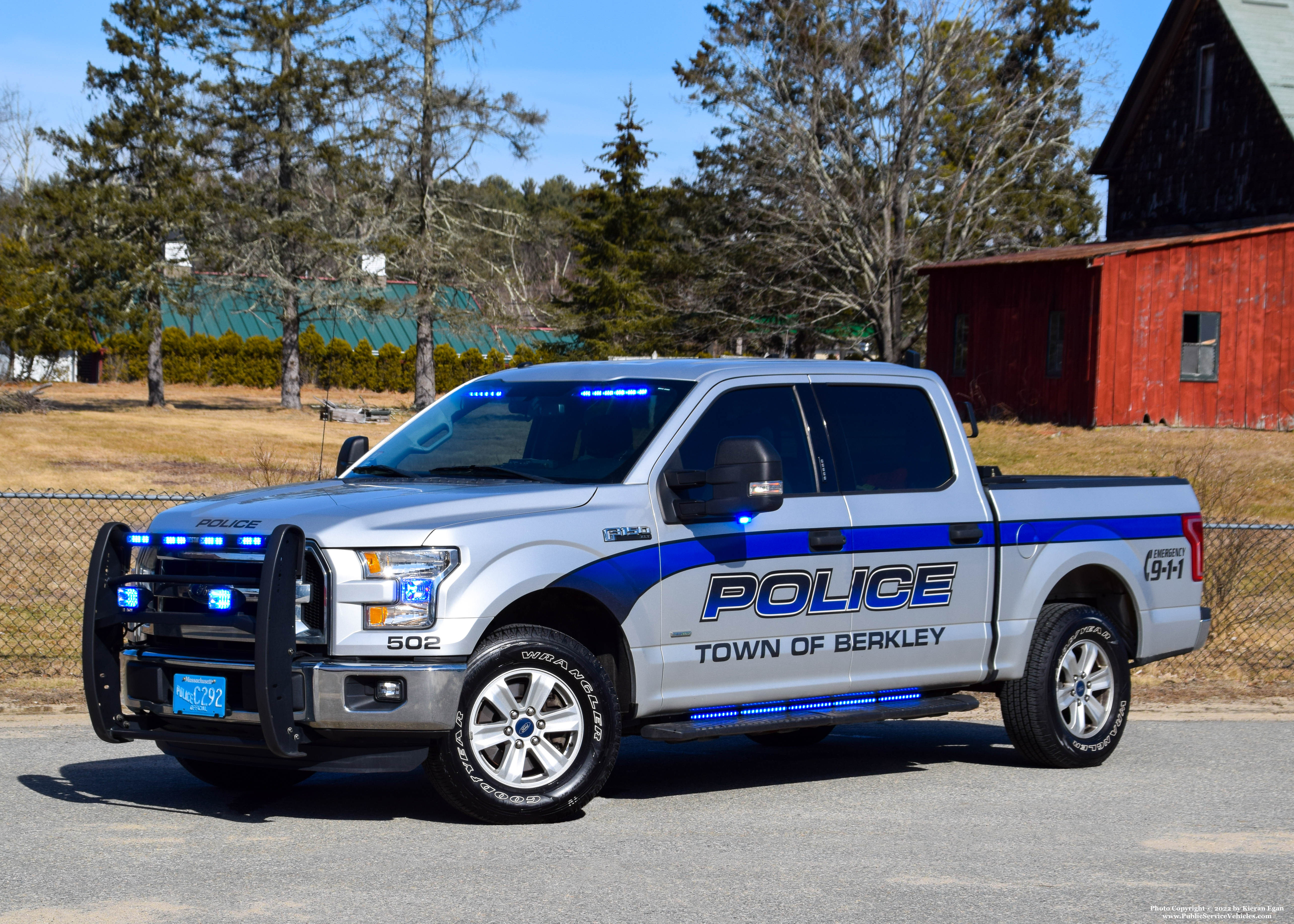 A photo  of Berkley Police
            Cruiser 502, a 2016 Ford F-150 XLT Crew Cab             taken by Kieran Egan