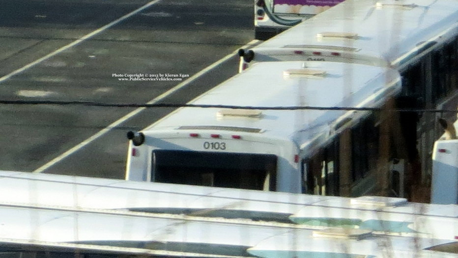 A photo  of Rhode Island Public Transit Authority
            Bus 0103, a 2001 Orion V 05.501             taken by Kieran Egan
