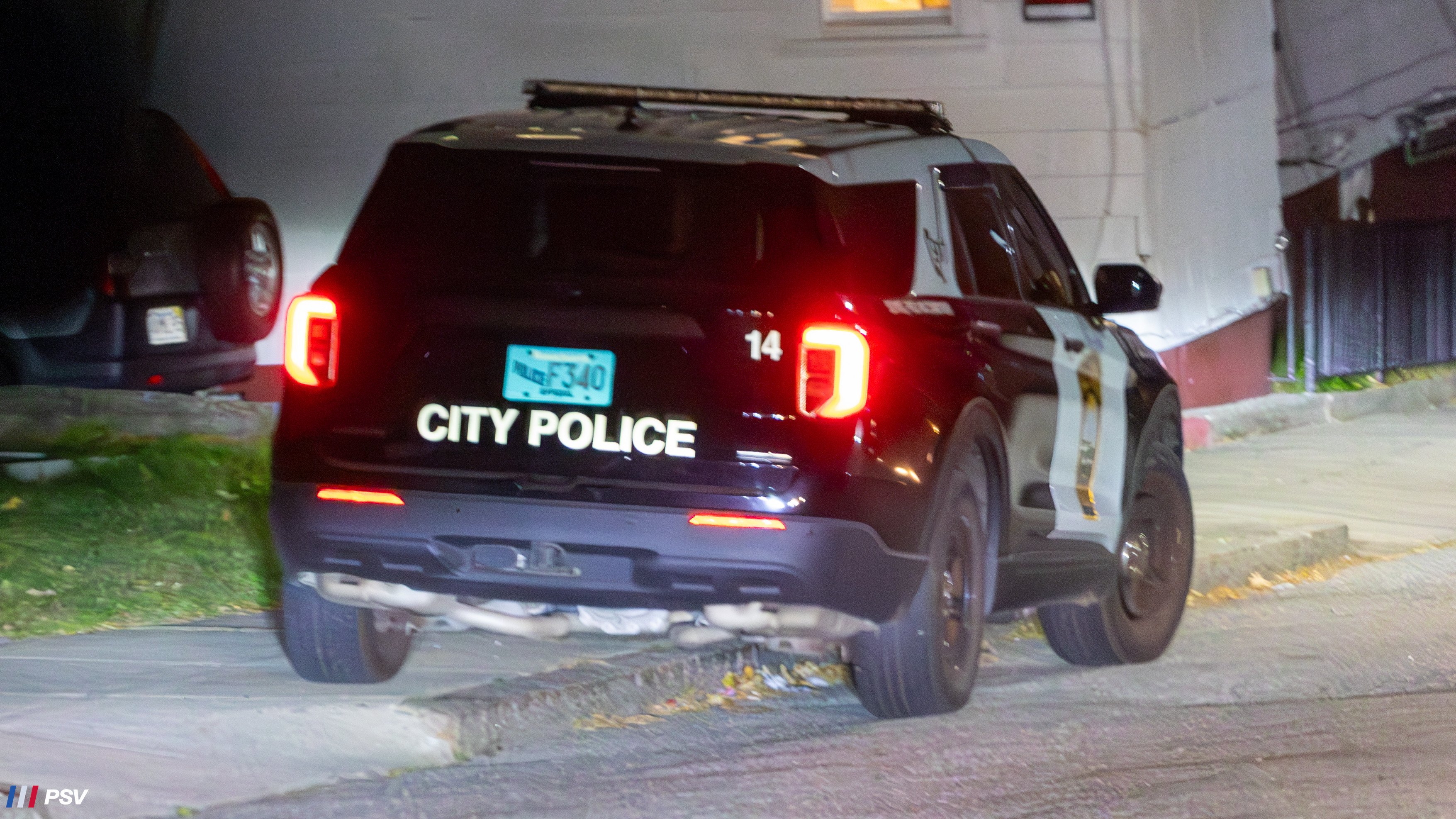 A photo  of Fall River Police
            Car 14, a 2021 Ford Police Interceptor Utility             taken by Kieran Egan