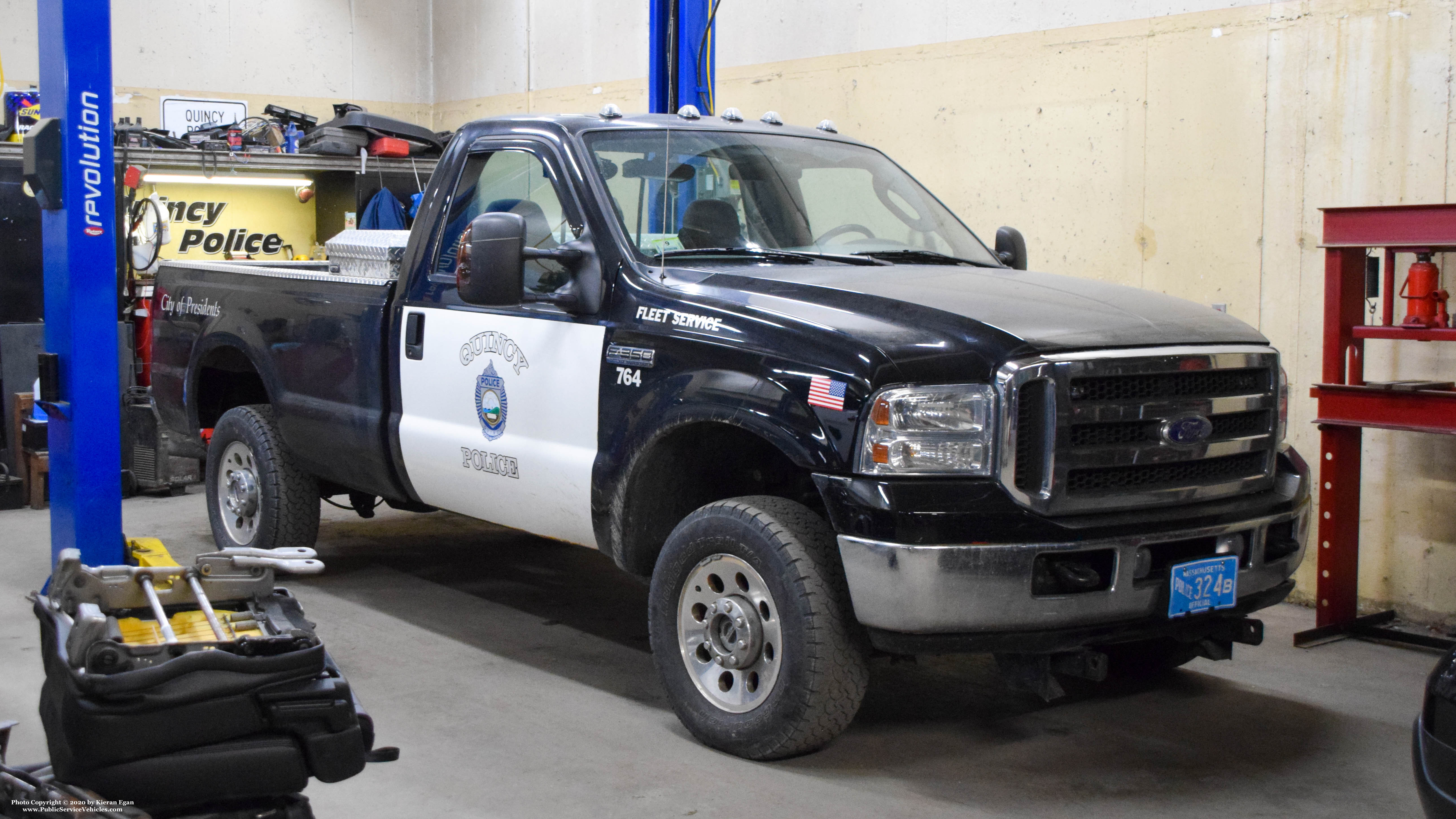 A photo  of Quincy Police
            Cruiser 764, a 2005 Ford F-350 XLT             taken by Kieran Egan