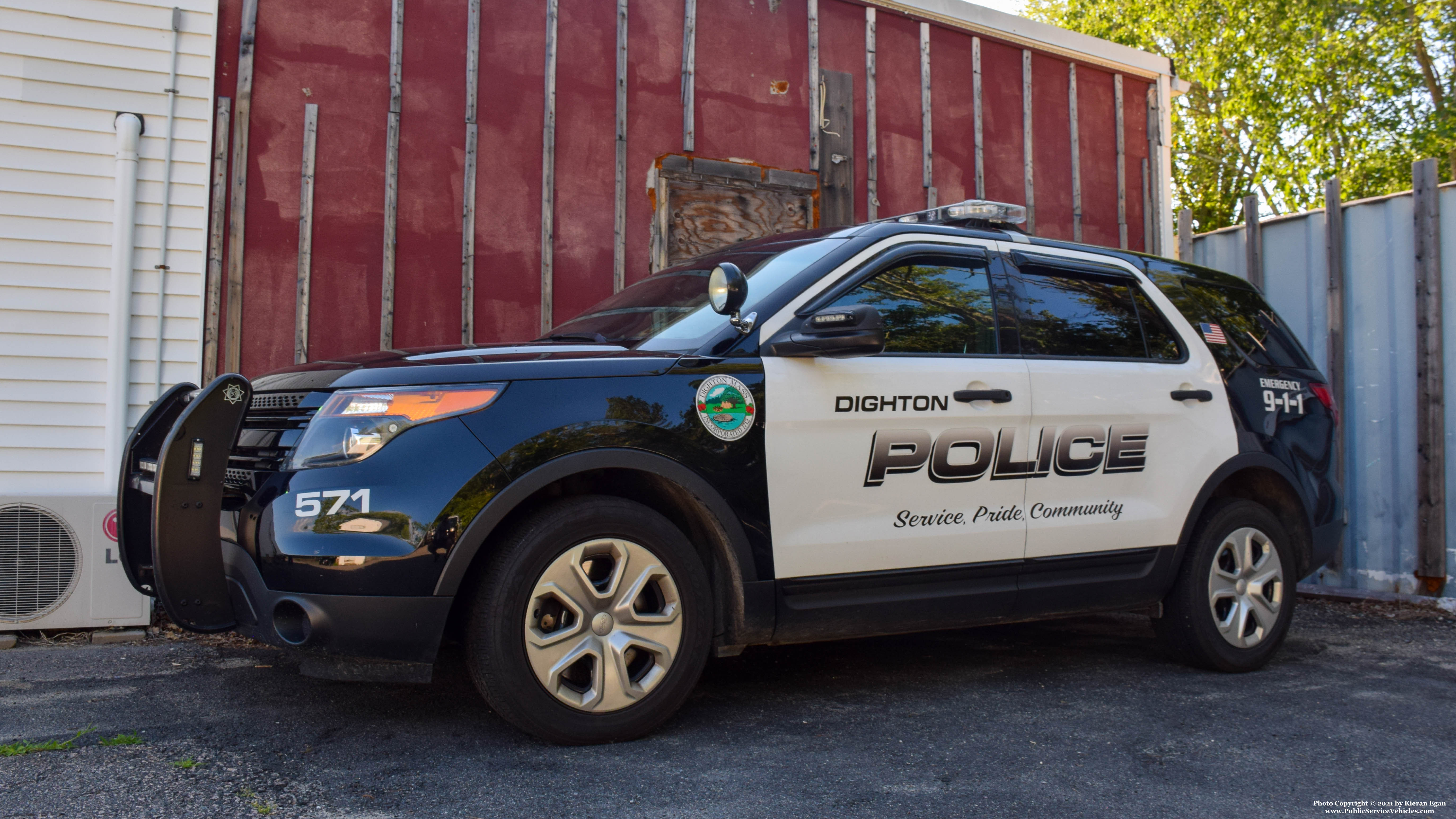 A photo  of Dighton Police
            Cruiser 571, a 2013 Ford Police Interceptor Utility             taken by Kieran Egan