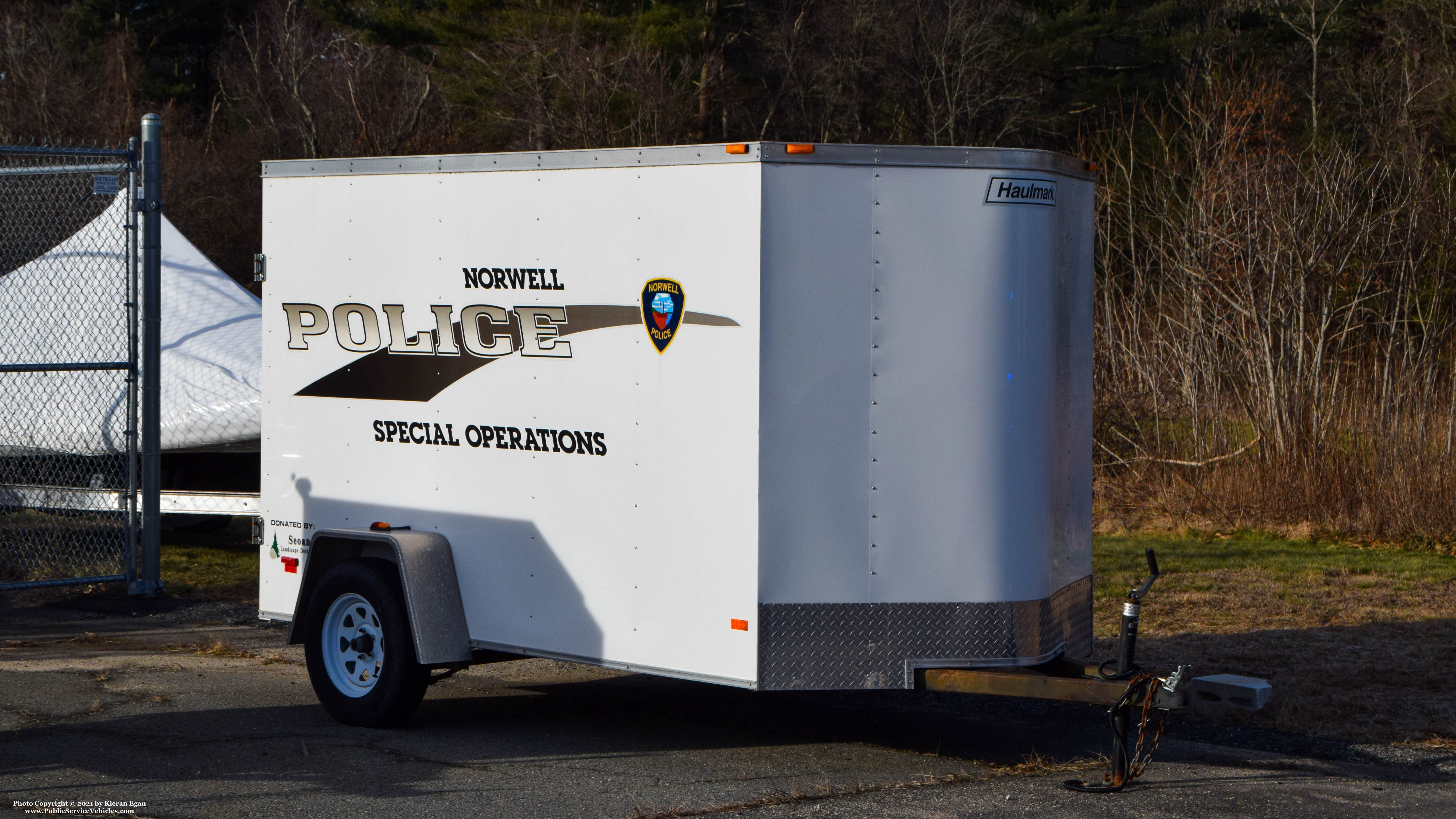 A photo  of Norwell Police
            Special Operations Trailer, a 2000-2019 Haulmark Trailer             taken by Kieran Egan