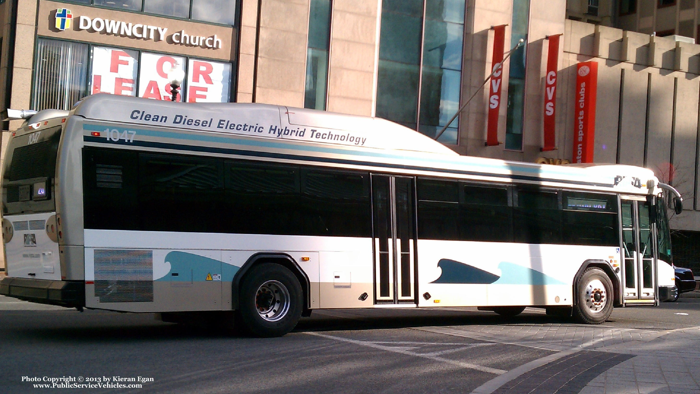 A photo  of Rhode Island Public Transit Authority
            Bus 1047, a 2010 Gillig BRT HEV             taken by Kieran Egan