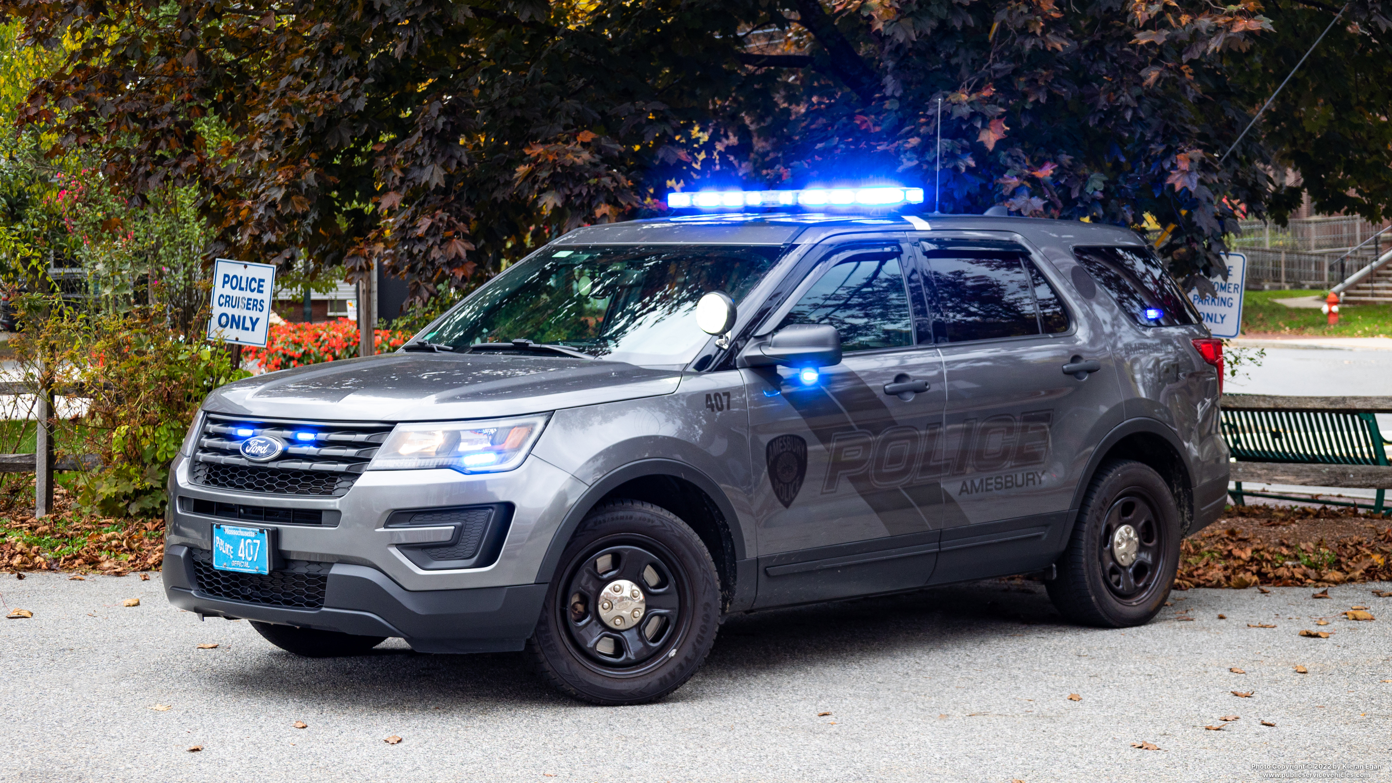 A photo  of Amesbury Police
            Cruiser 407, a 2019 Ford Police Interceptor Utility             taken by Kieran Egan