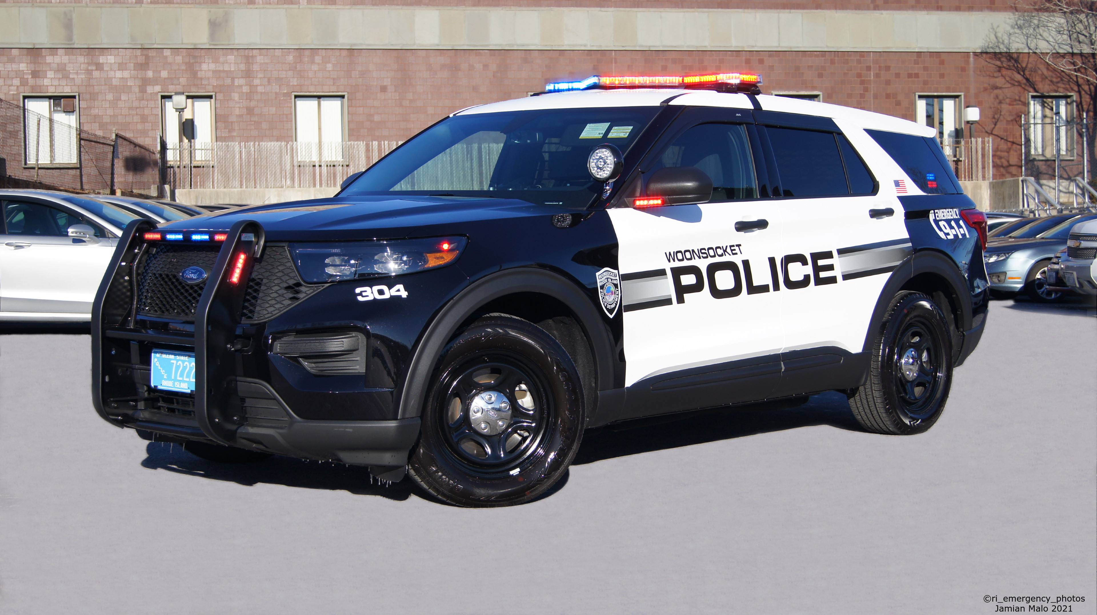 A photo  of Woonsocket Police
            Cruiser 304, a 2021 Ford Police Interceptor Utility             taken by Jamian Malo
