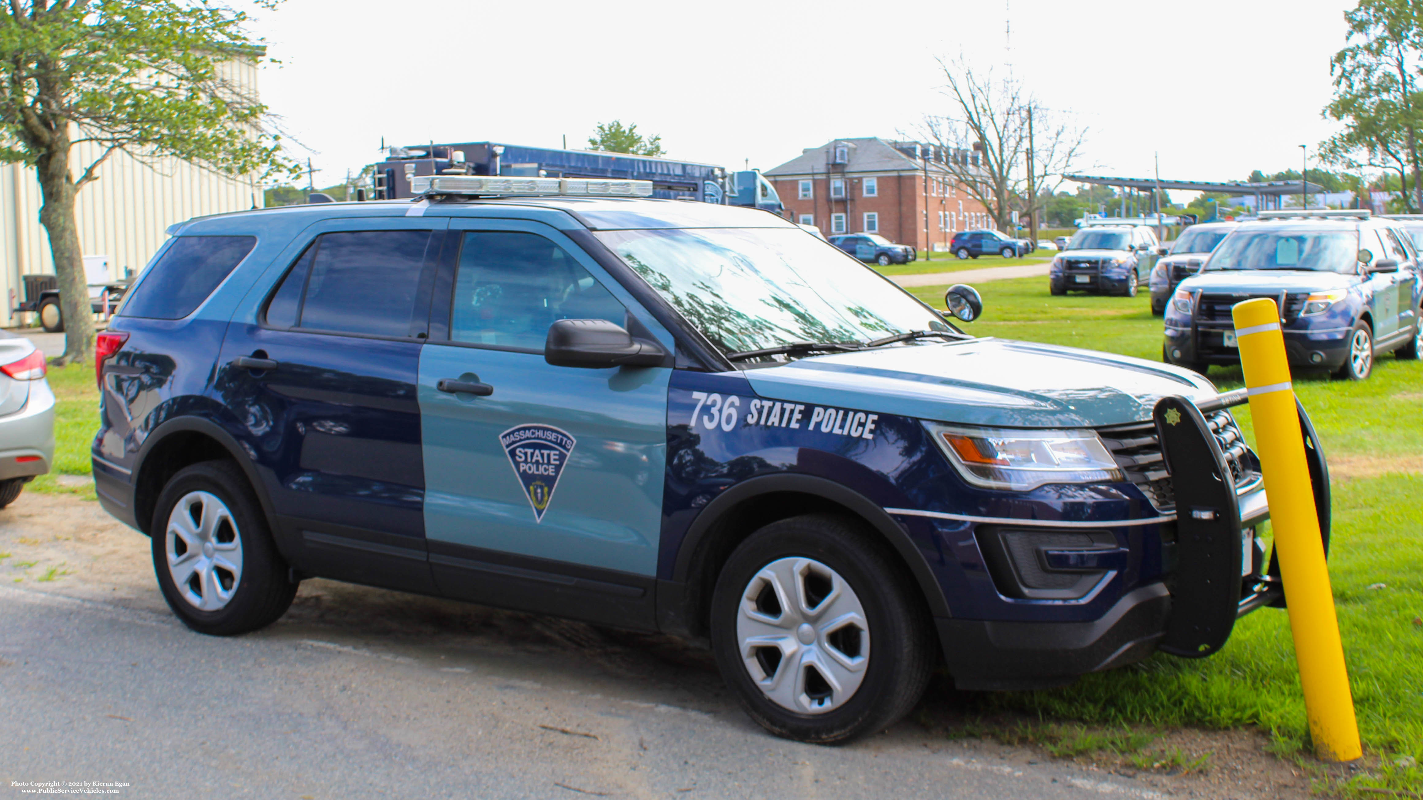 A photo  of Massachusetts State Police
            Cruiser 736, a 2019 Ford Police Interceptor Utility             taken by Kieran Egan