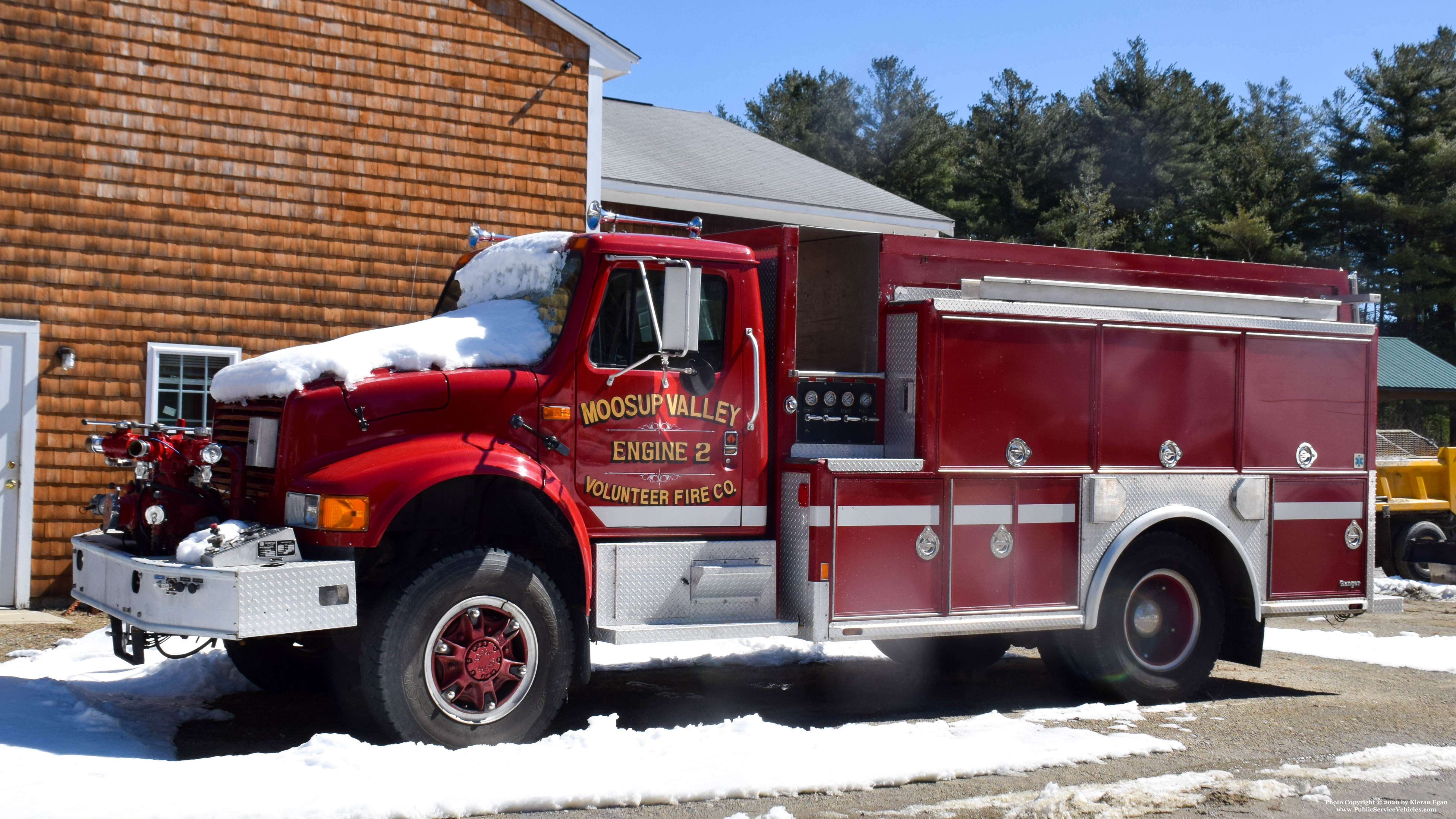 A photo  of Moosup Valley Fire District
            Engine 2, a 1990 International             taken by Kieran Egan