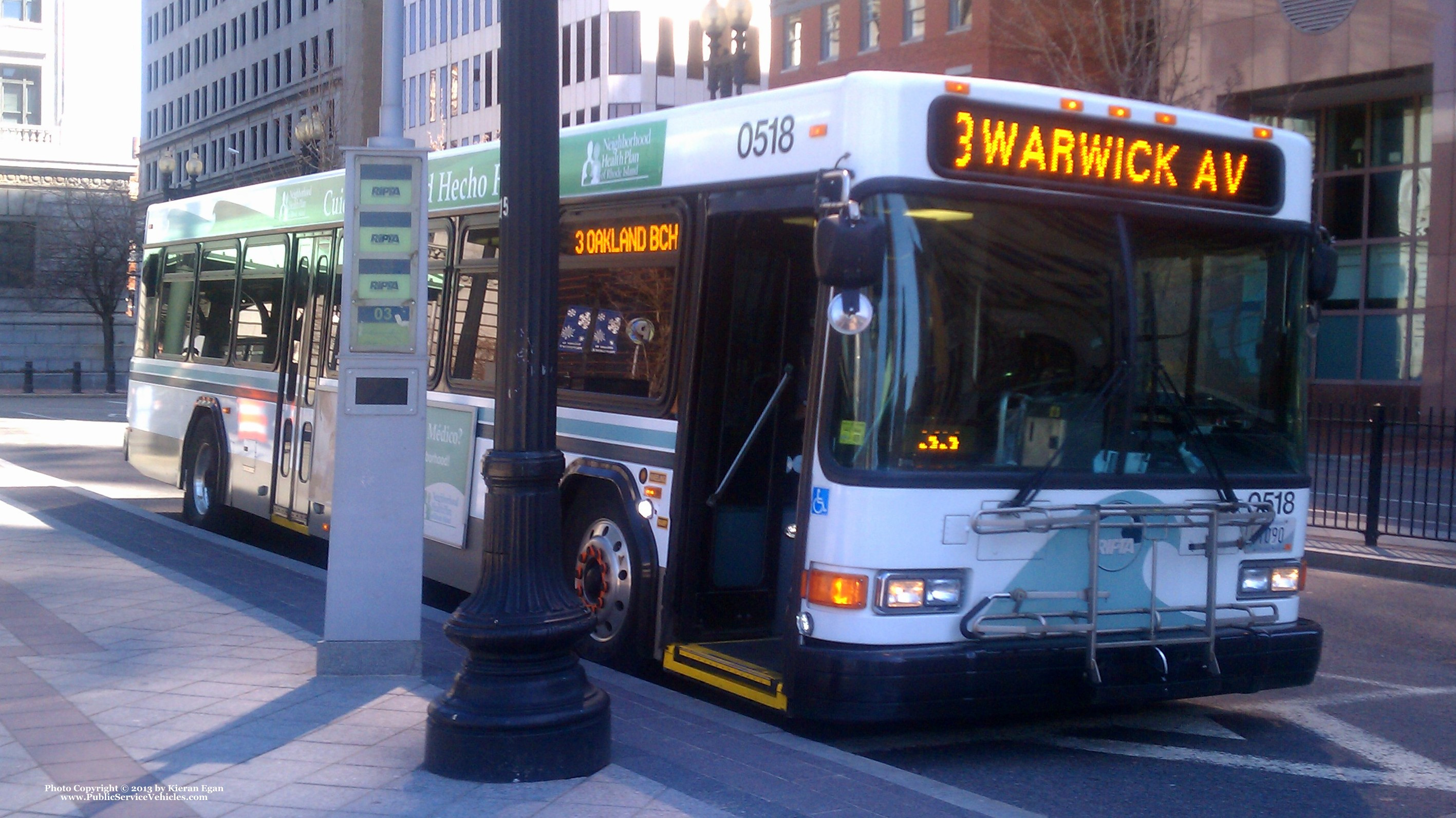 A photo  of Rhode Island Public Transit Authority
            Bus 0518, a 2005 Gillig Low Floor             taken by Kieran Egan