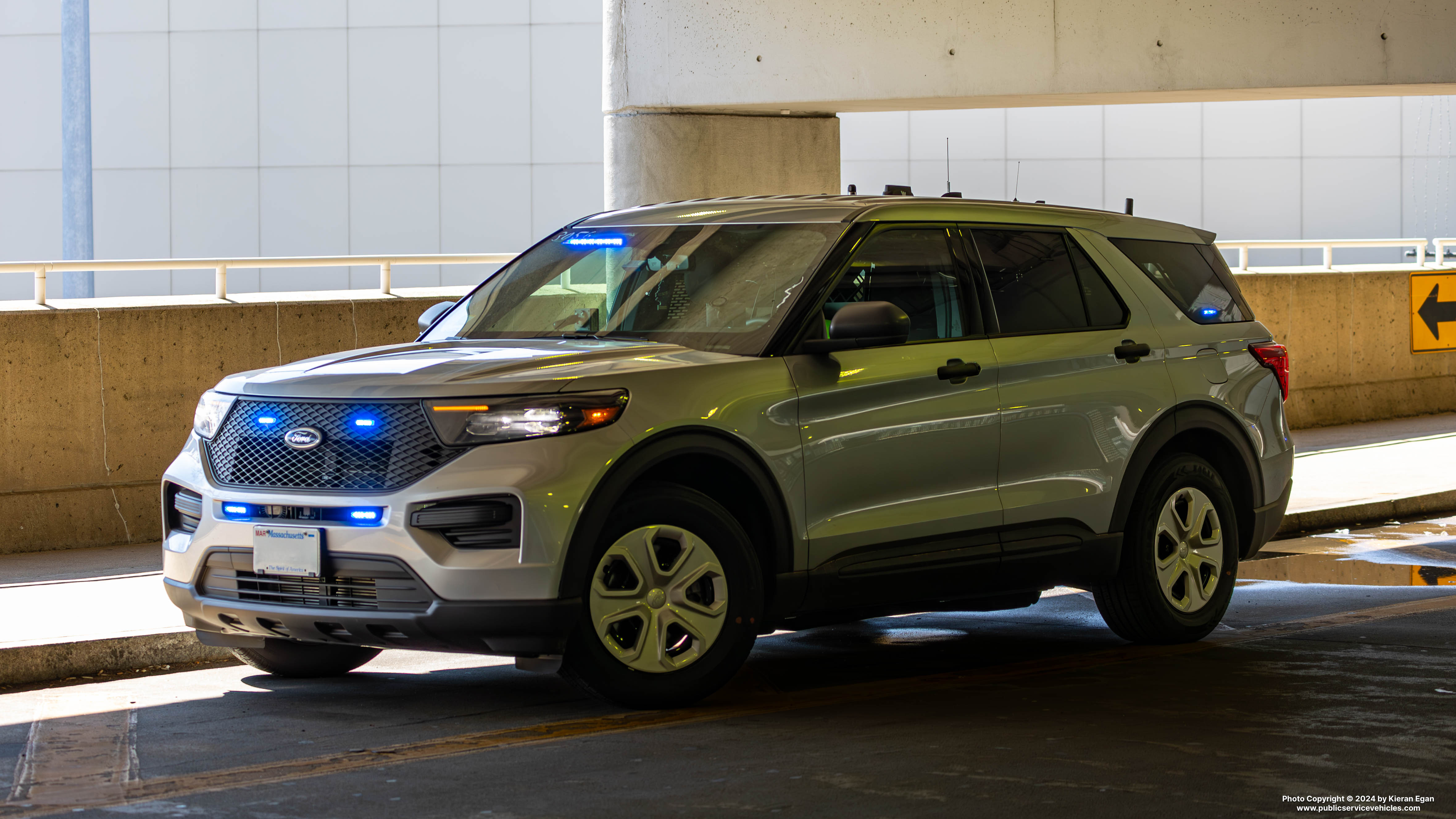 A photo  of Massachusetts State Police
            Cruiser 3056, a 2023 Ford Police Interceptor Utility             taken by Kieran Egan